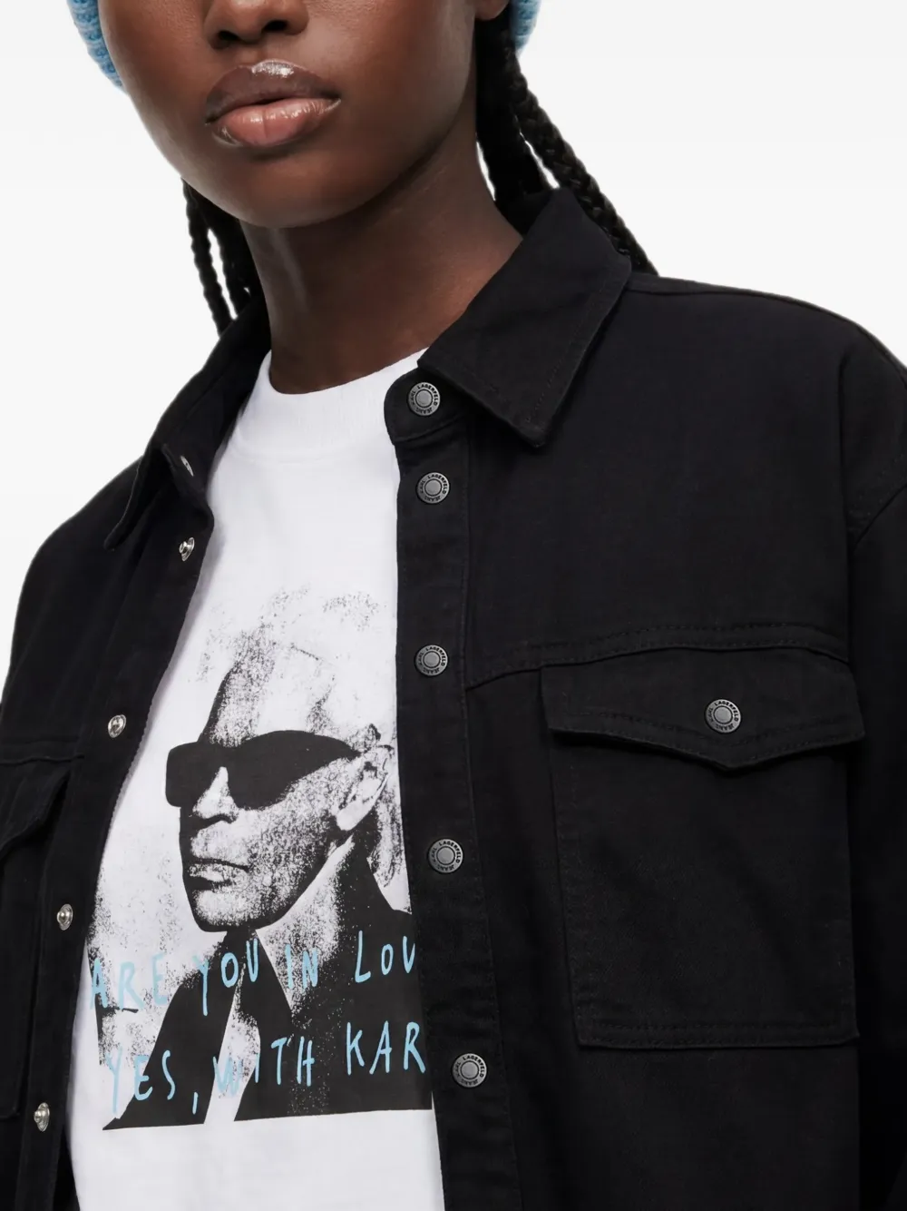 Karl Lagerfeld Jeans x Pietro Terzini katoenen boxy shirtjack Zwart