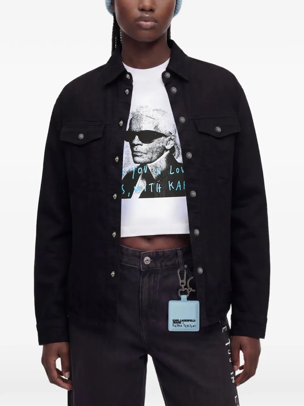 Karl Lagerfeld Jeans x Pietro Terzini katoenen boxy shirtjack Zwart