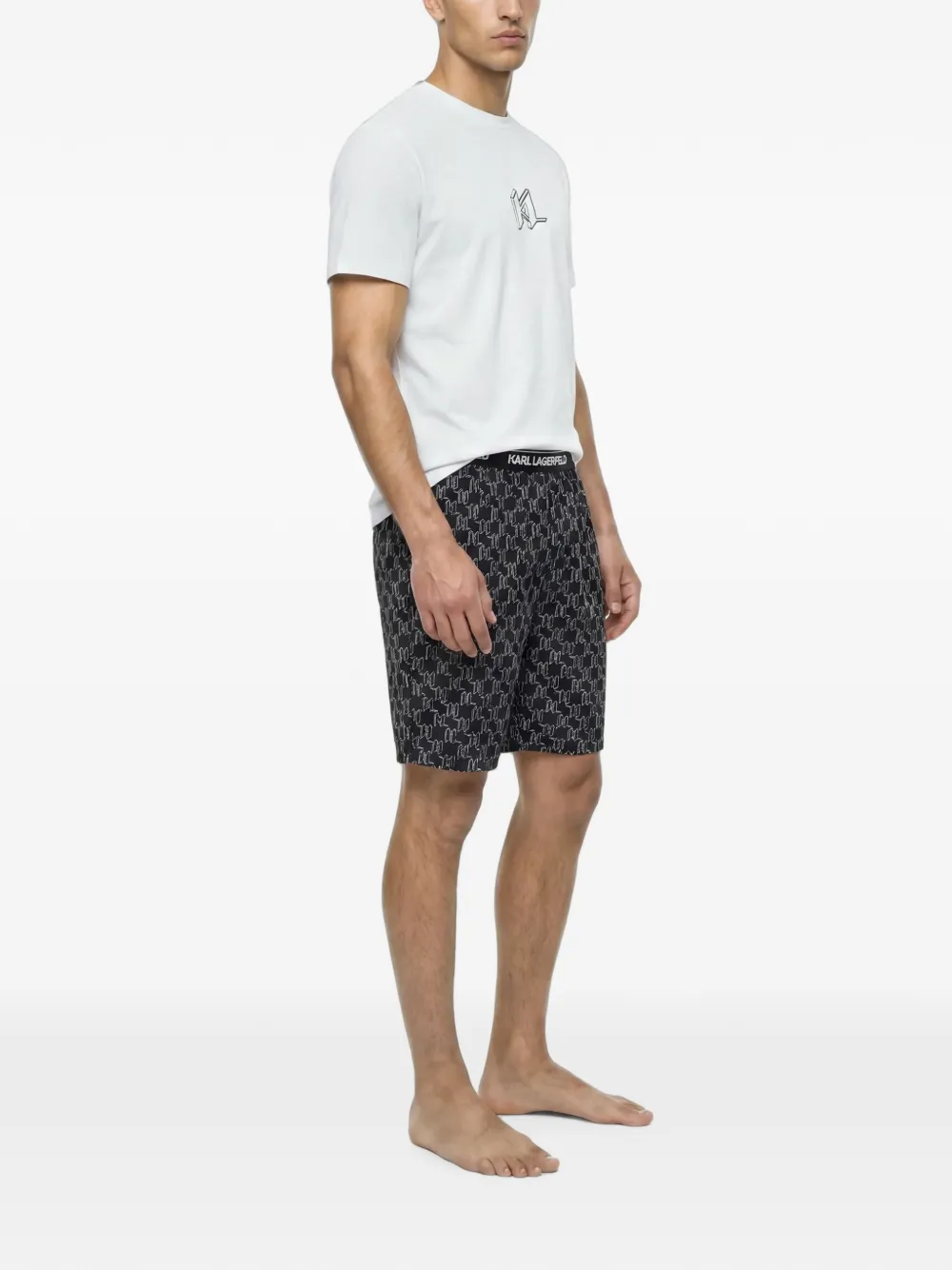 Karl Lagerfeld Pyjamashorts met monogram Zwart
