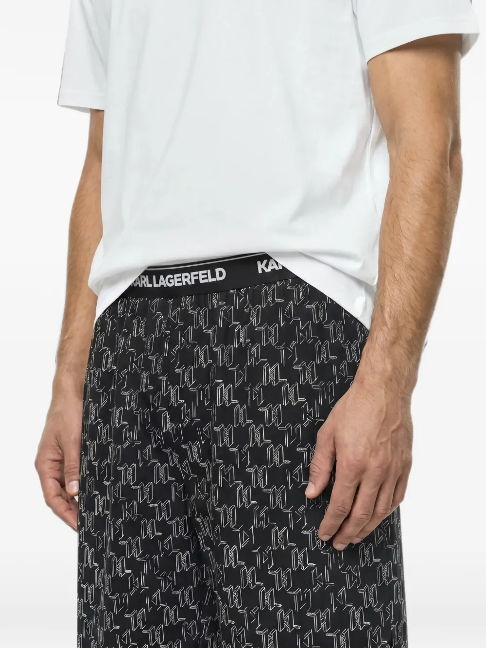Karl Lagerfeld Pyjamashorts met monogram Zwart