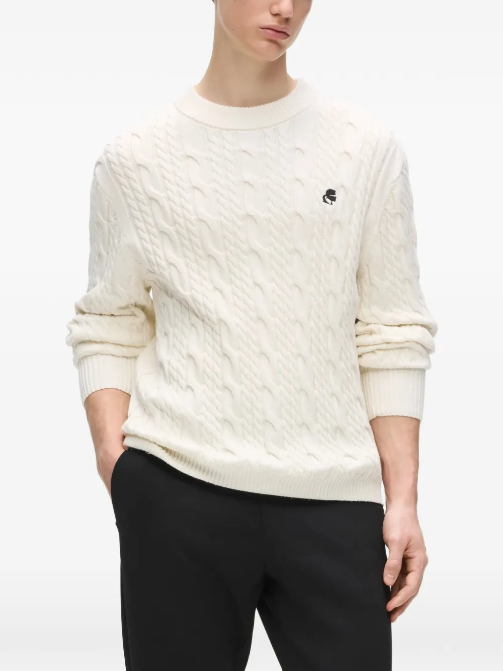 Karl Lagerfeld Kameo kabelgebreide trui Beige