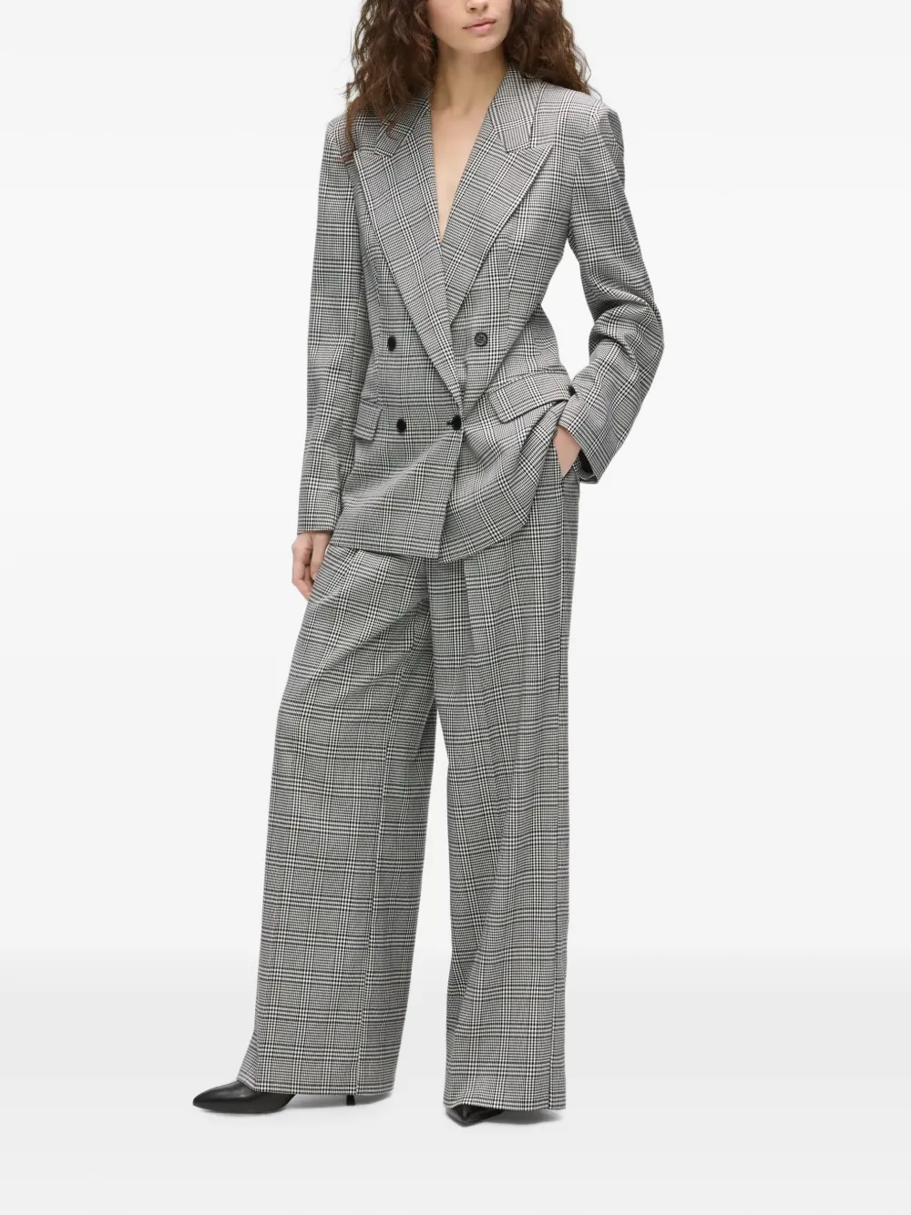 Karl Lagerfeld Broek met pied-de-poule print Grijs