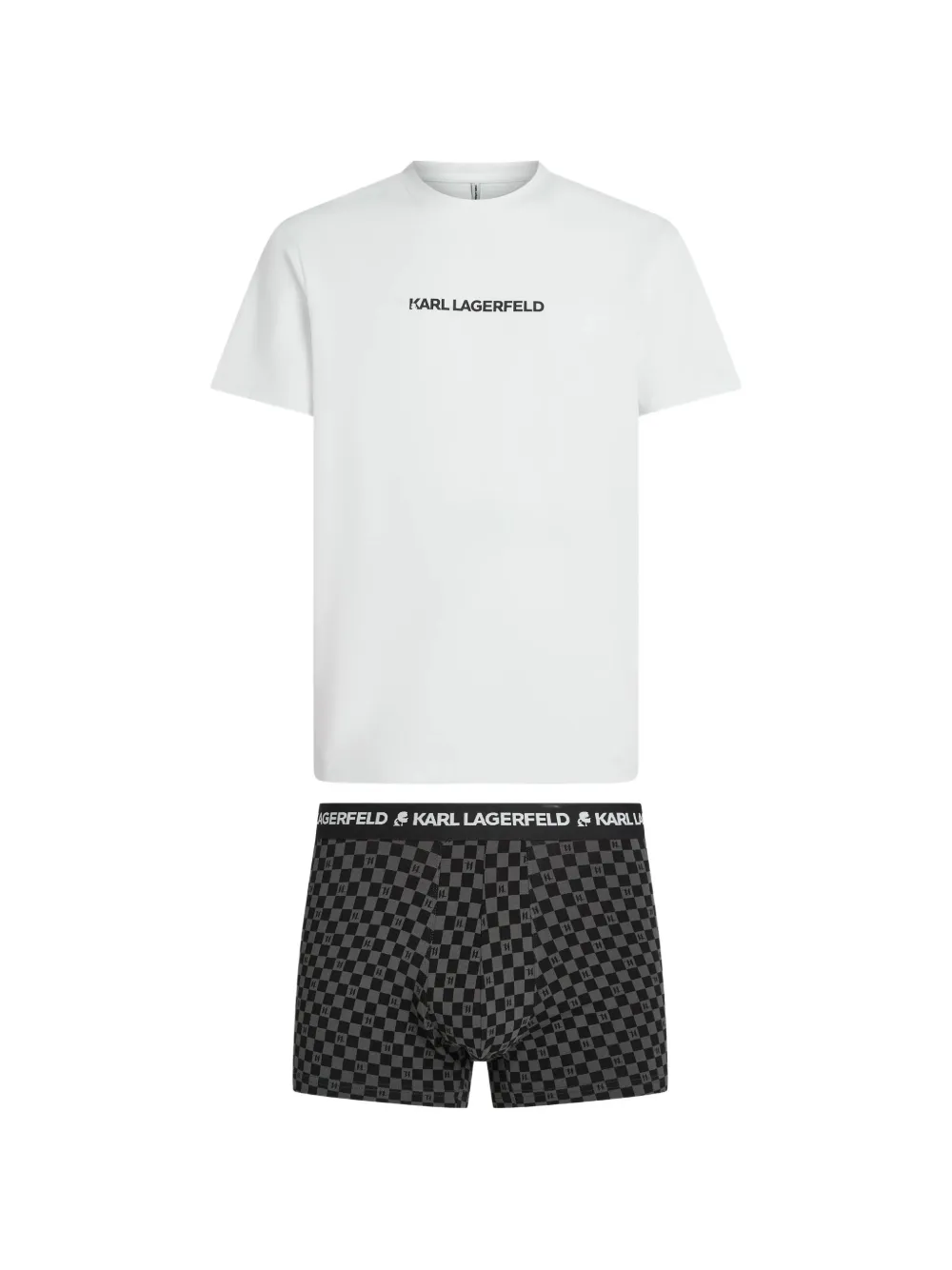 Karl Lagerfeld Set T-shirt pigiama e boxer con logo - Bianco