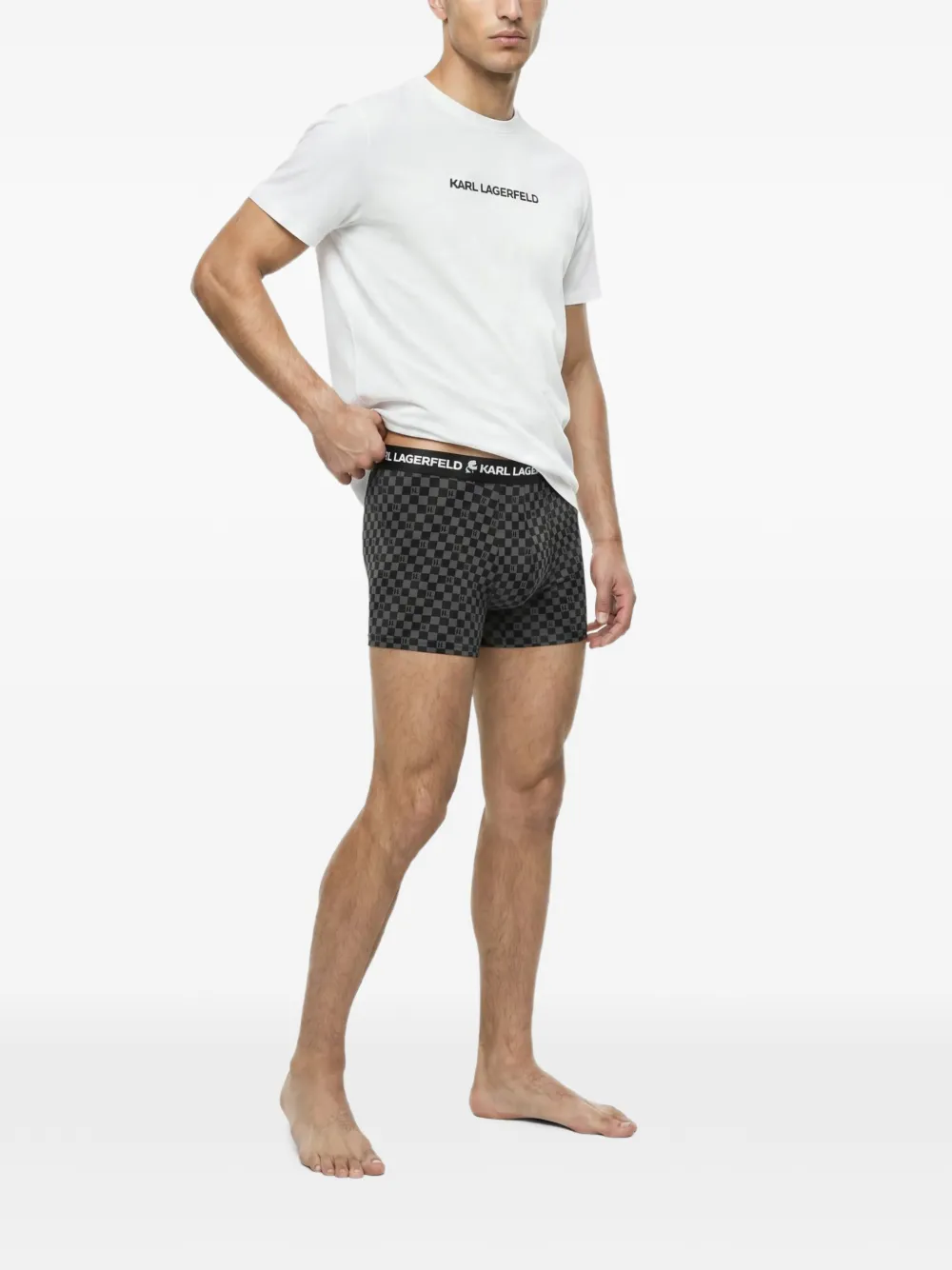 Karl Lagerfeld logo pajama T-shirt & trunks gift set Wit