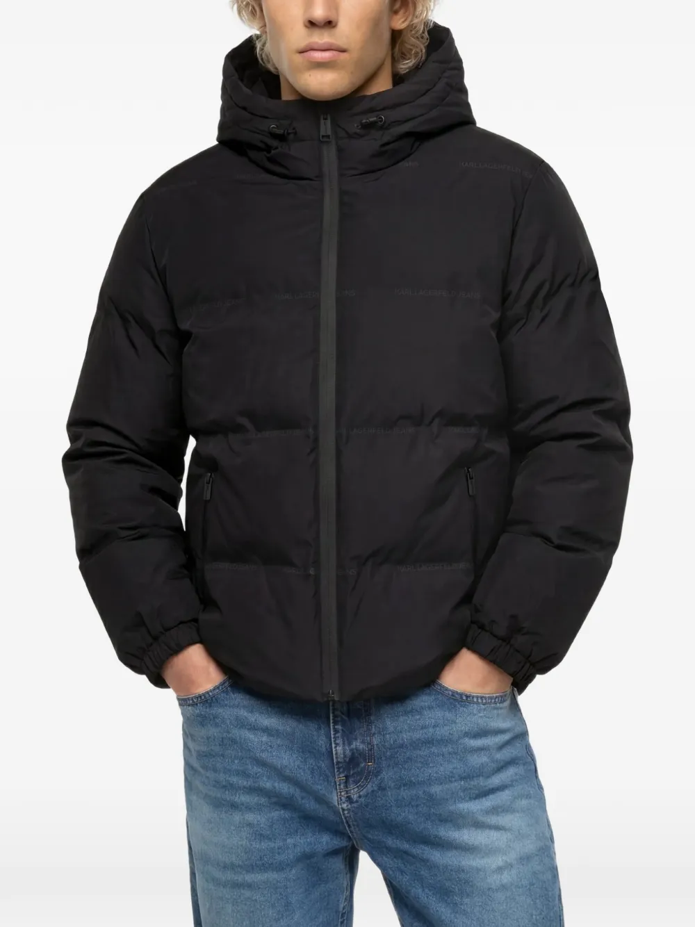 Karl Lagerfeld Jeans Donsjack met logo Zwart
