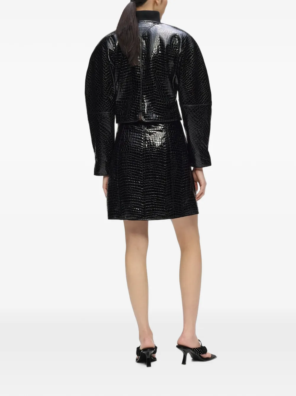 Karl Lagerfeld Karl Studio leren rok met krokodillen-effect Zwart