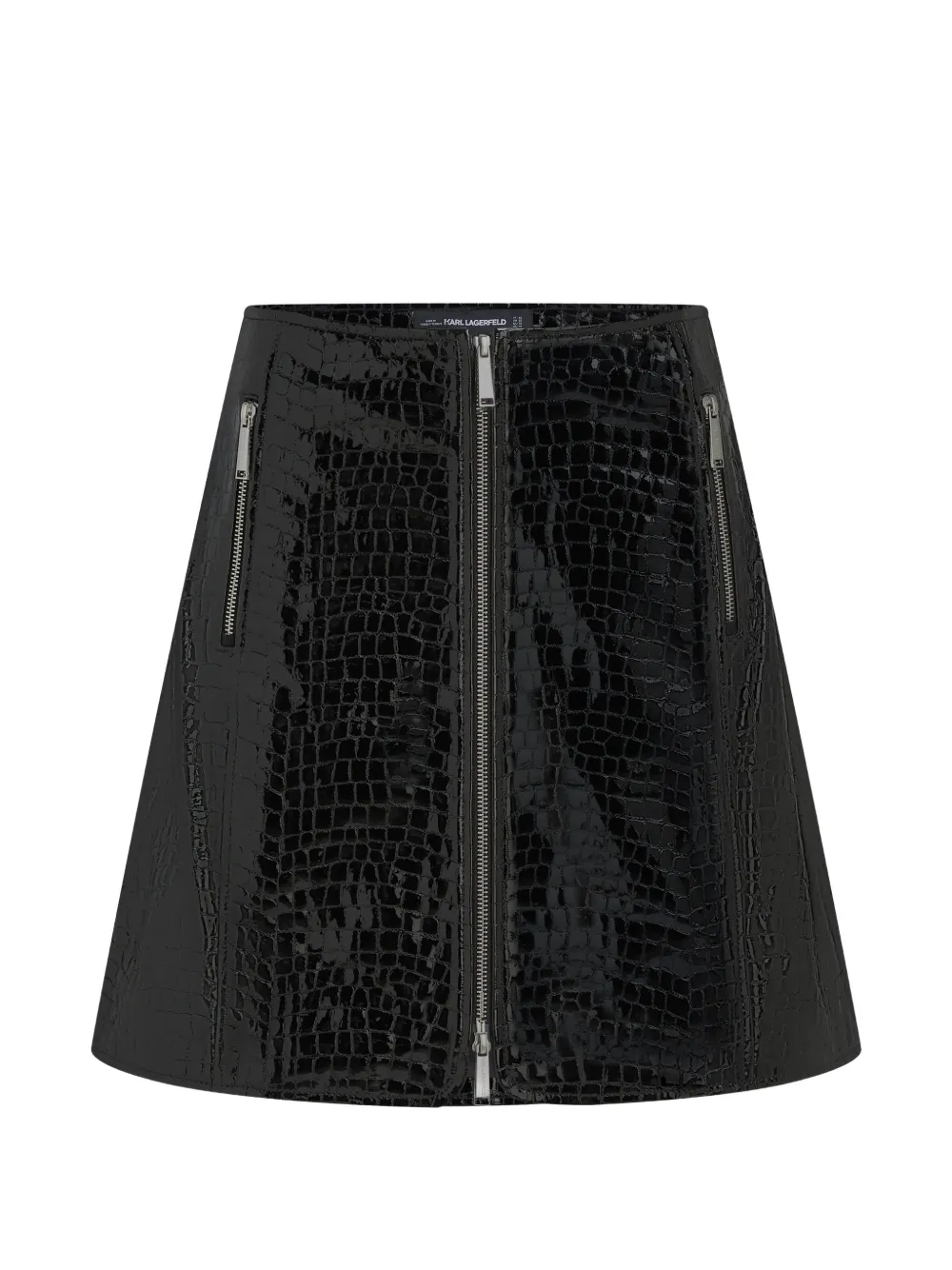 Karl Lagerfeld Karl Studio leren rok met krokodillen-effect Zwart
