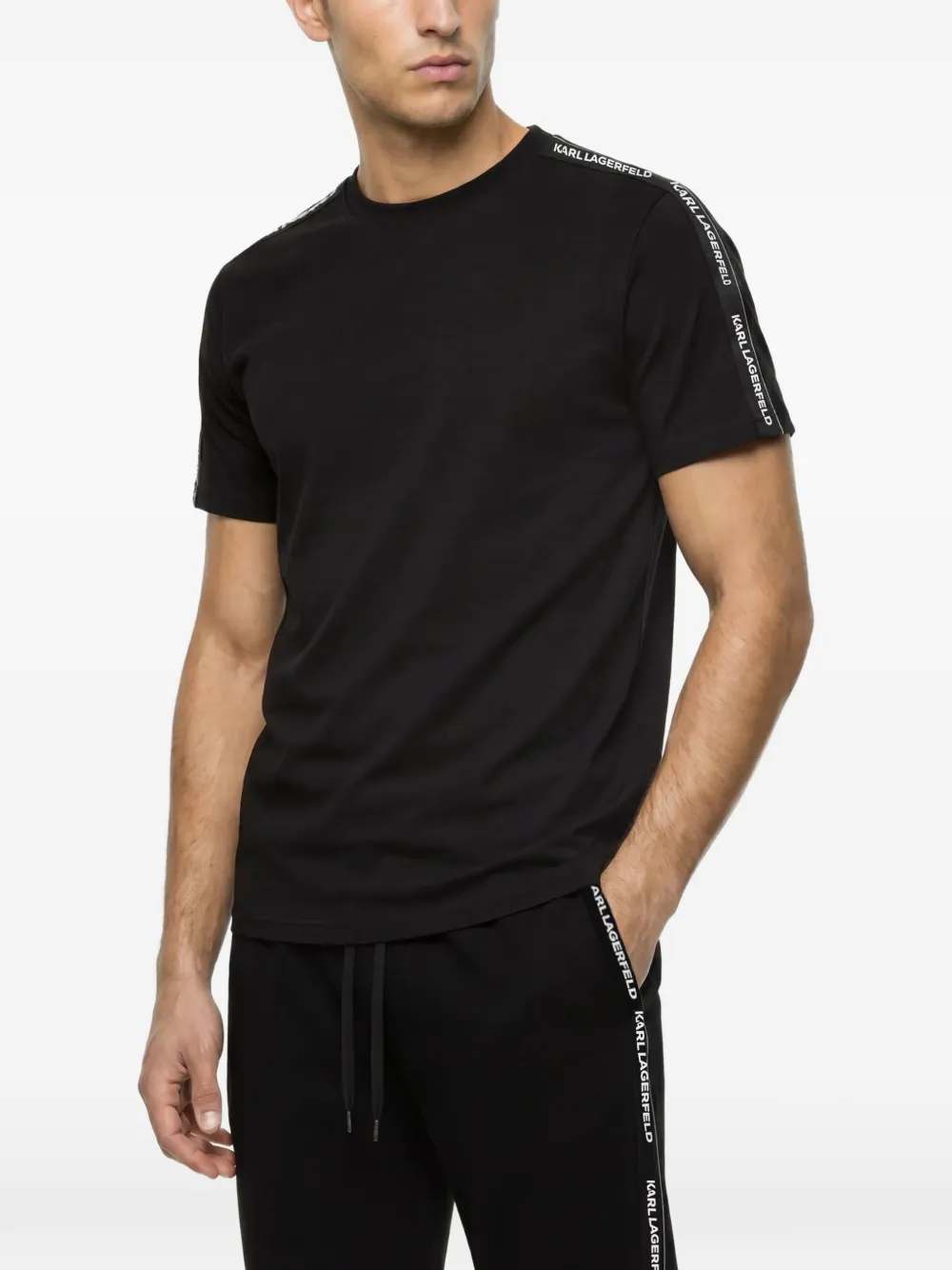 Karl Lagerfeld T-shirt met logo-tape Zwart