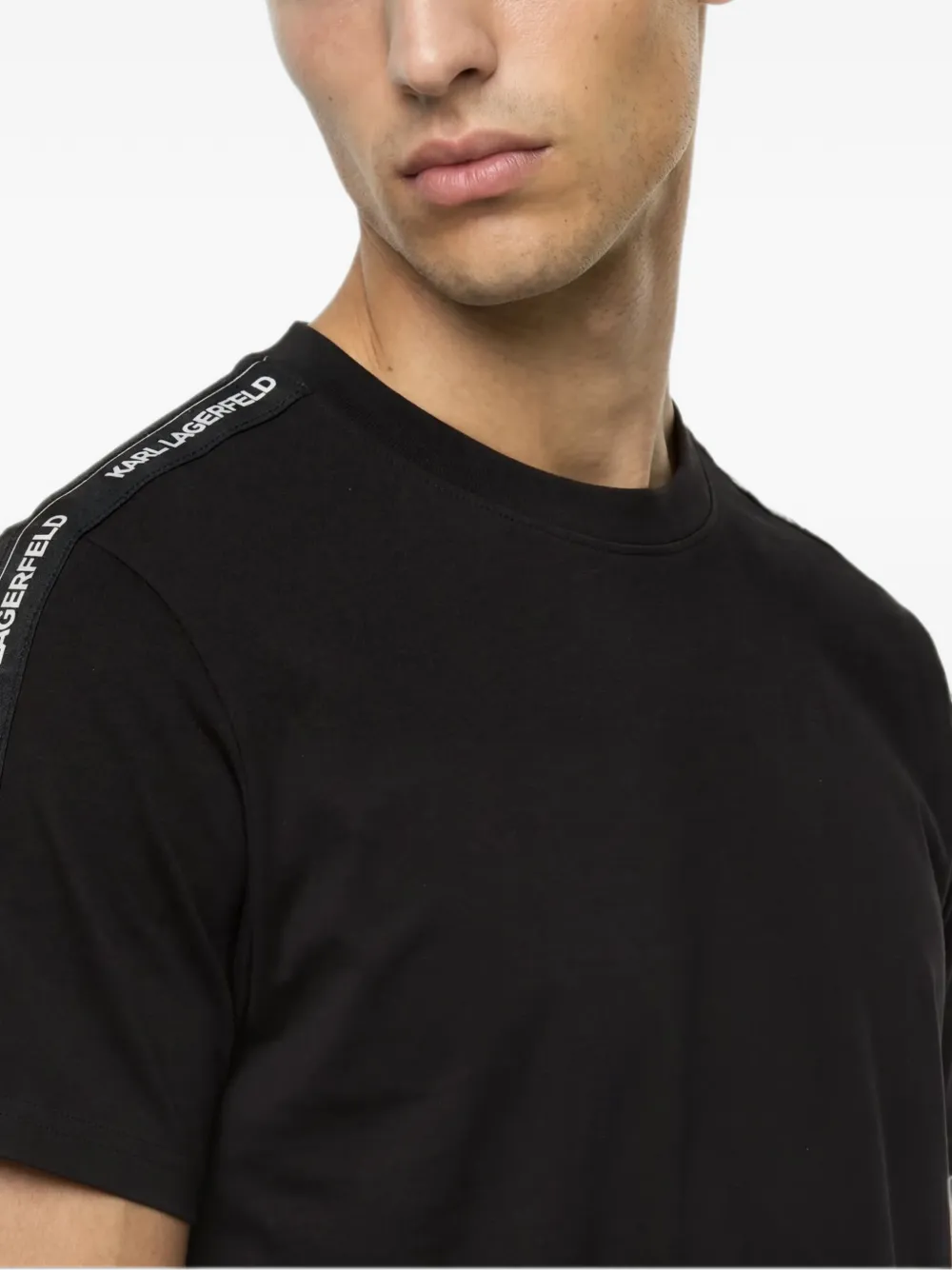 Karl Lagerfeld T-shirt met logo-tape Zwart