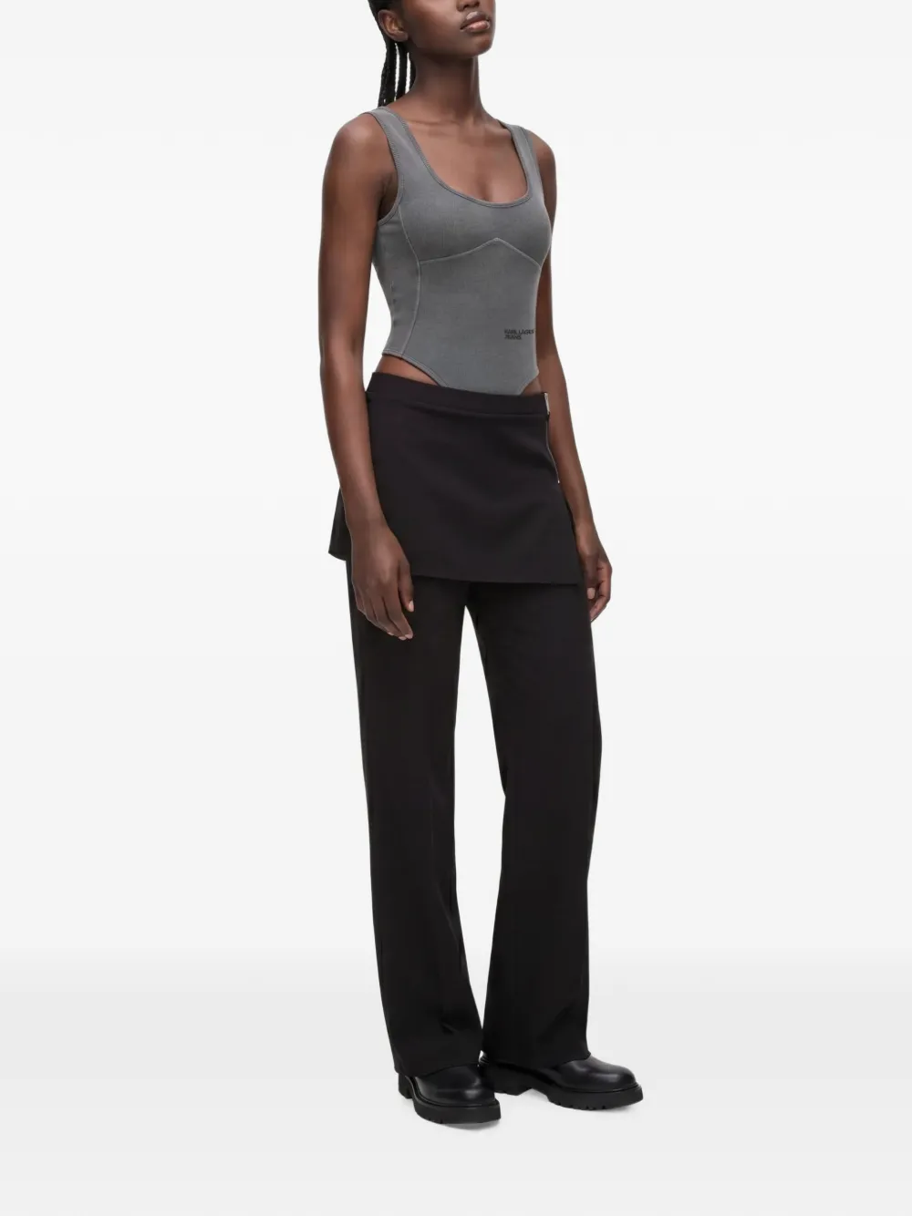 Karl Lagerfeld Jeans Straight broek verfraaid met rok Zwart