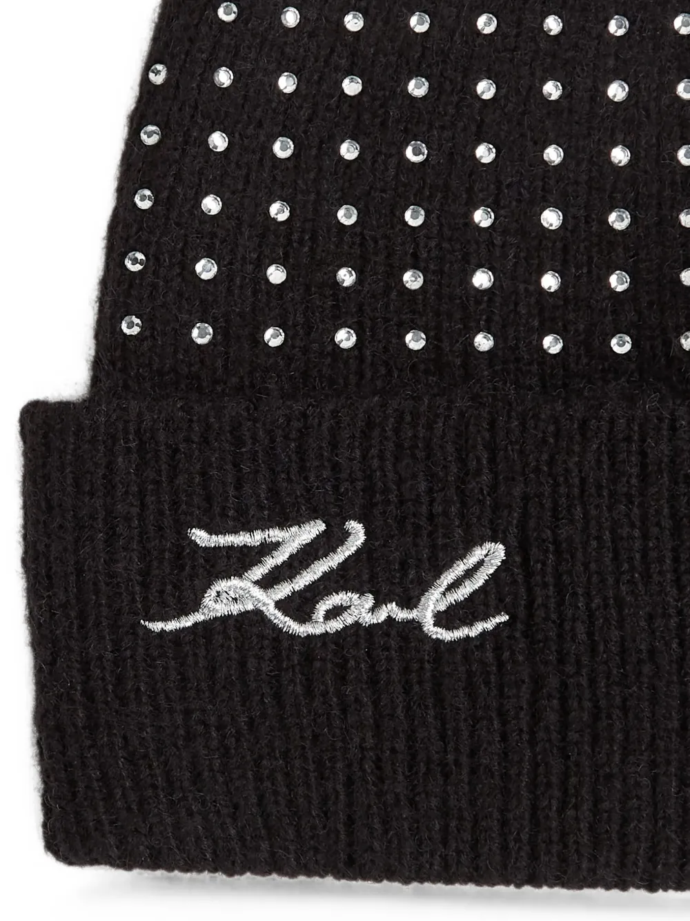 Karl Lagerfeld K Signature muts verfraaid met stras Zwart