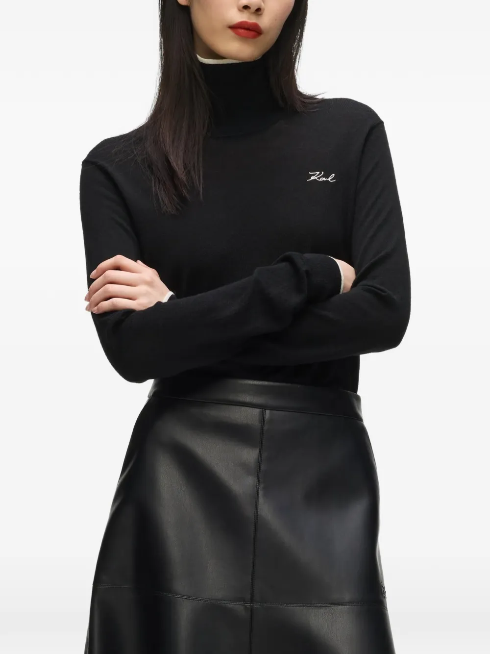 Karl Lagerfeld Coltrui met geborduurd logo Zwart