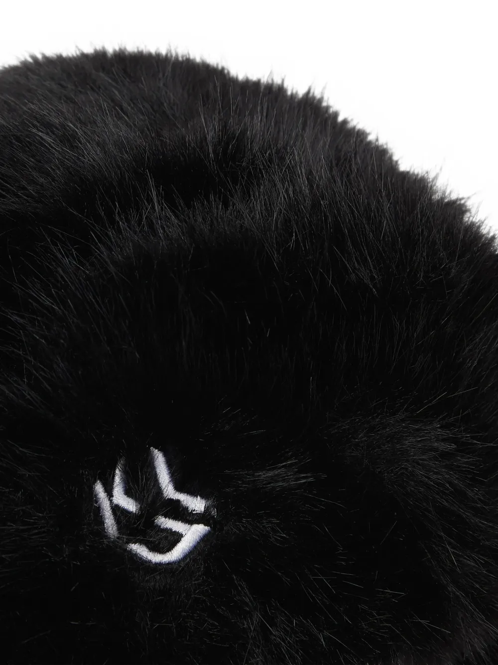 Karl Lagerfeld Jeans Pet met imitatiebont en monogram Zwart
