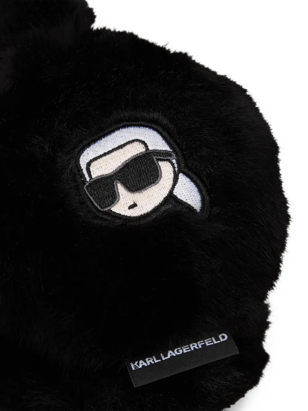 Karl Lagerfeld Ikon oorwarmers met bont Zwart
