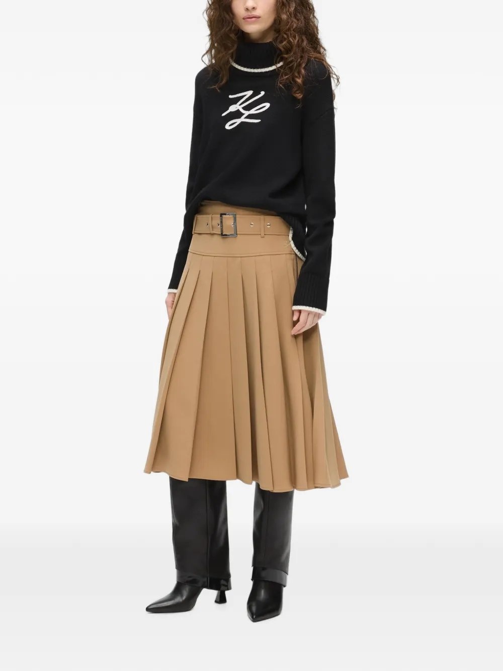 Karl Lagerfeld Midi-plooirok Beige