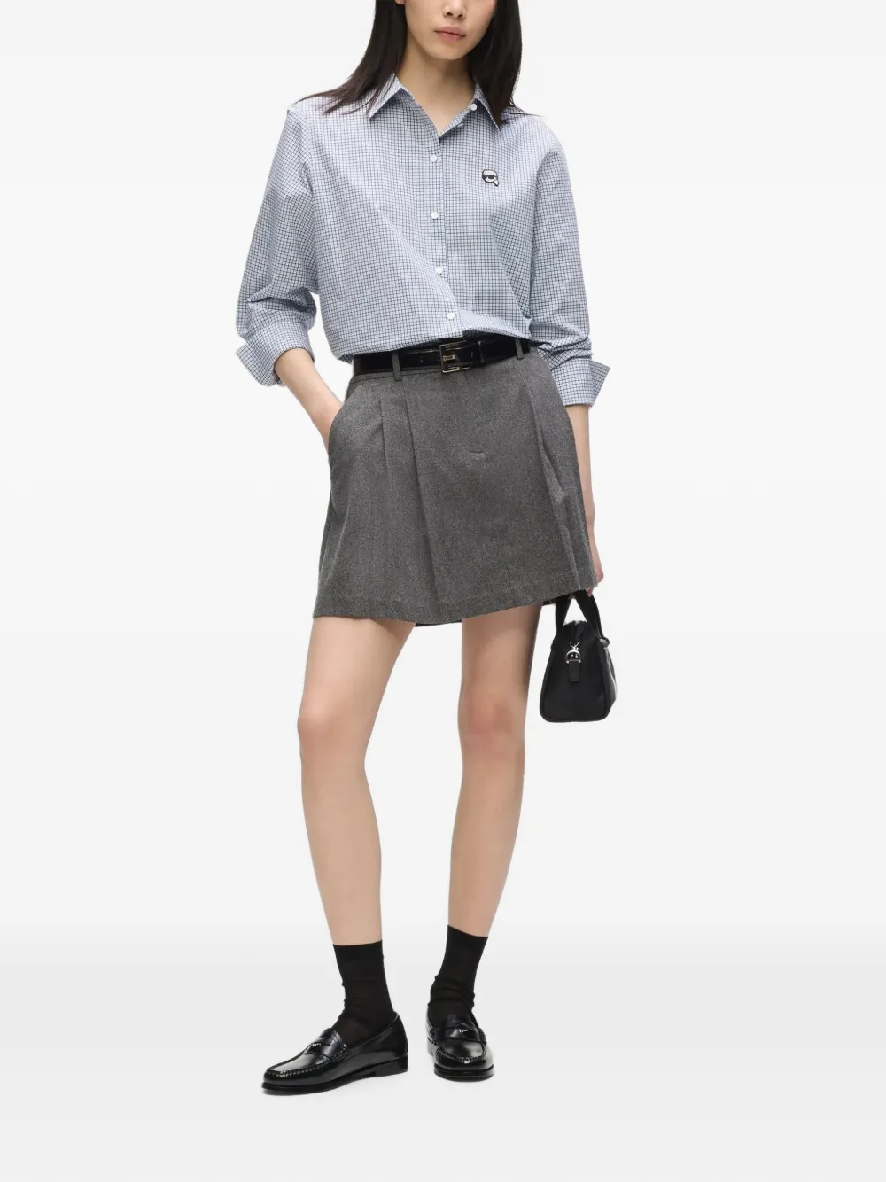 Karl Lagerfeld Ikon geruit overhemd Wit
