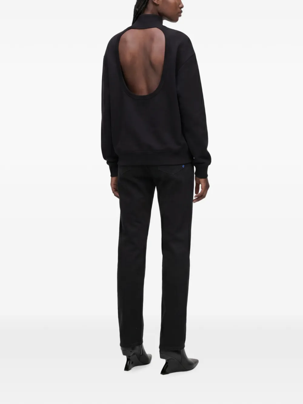Karl Lagerfeld Jeans High-waist straight gecoate jeans Zwart