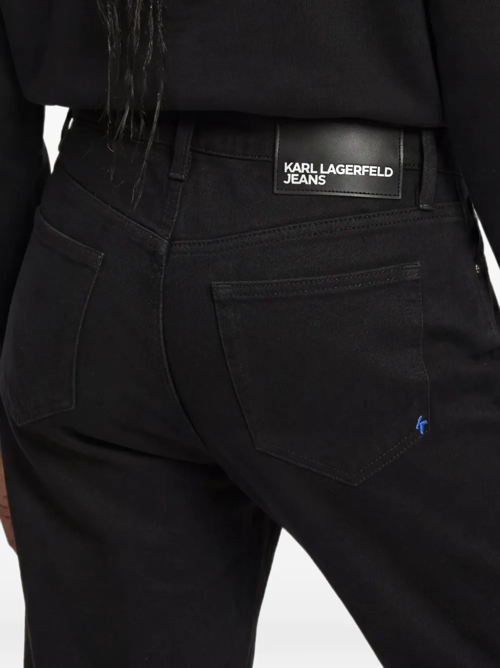 Karl Lagerfeld Jeans High-waist straight gecoate jeans Zwart