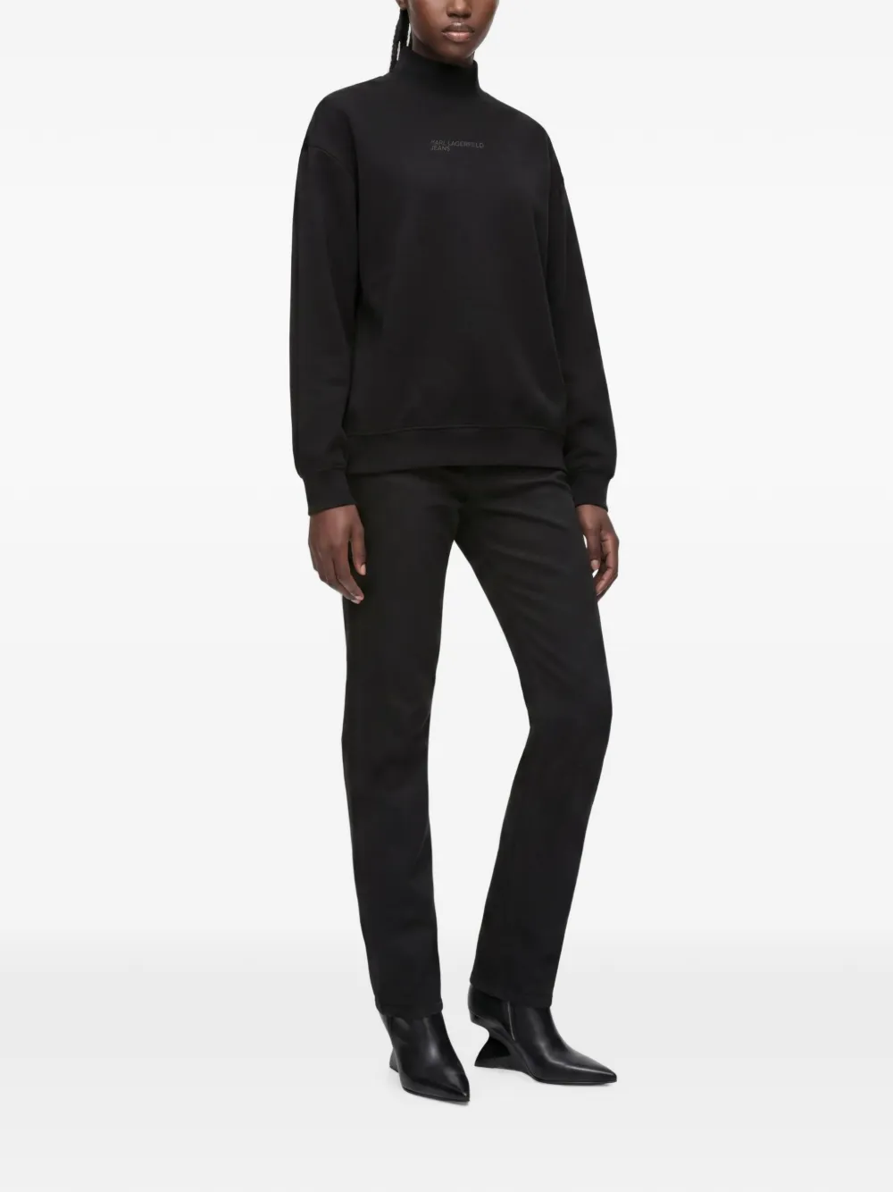 Karl Lagerfeld Jeans High-waist straight gecoate jeans Zwart
