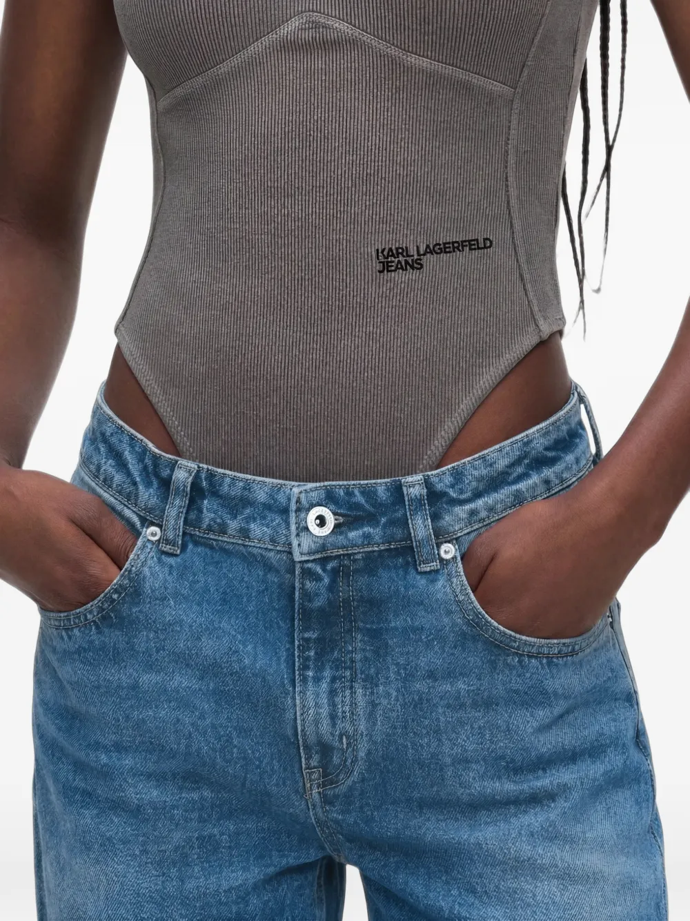 Karl Lagerfeld Jeans Mid-waist jeans met naad Blauw