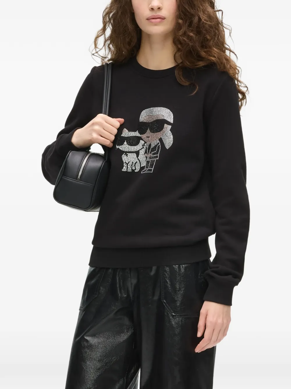 Karl Lagerfeld Ikon blouse met stras Zwart