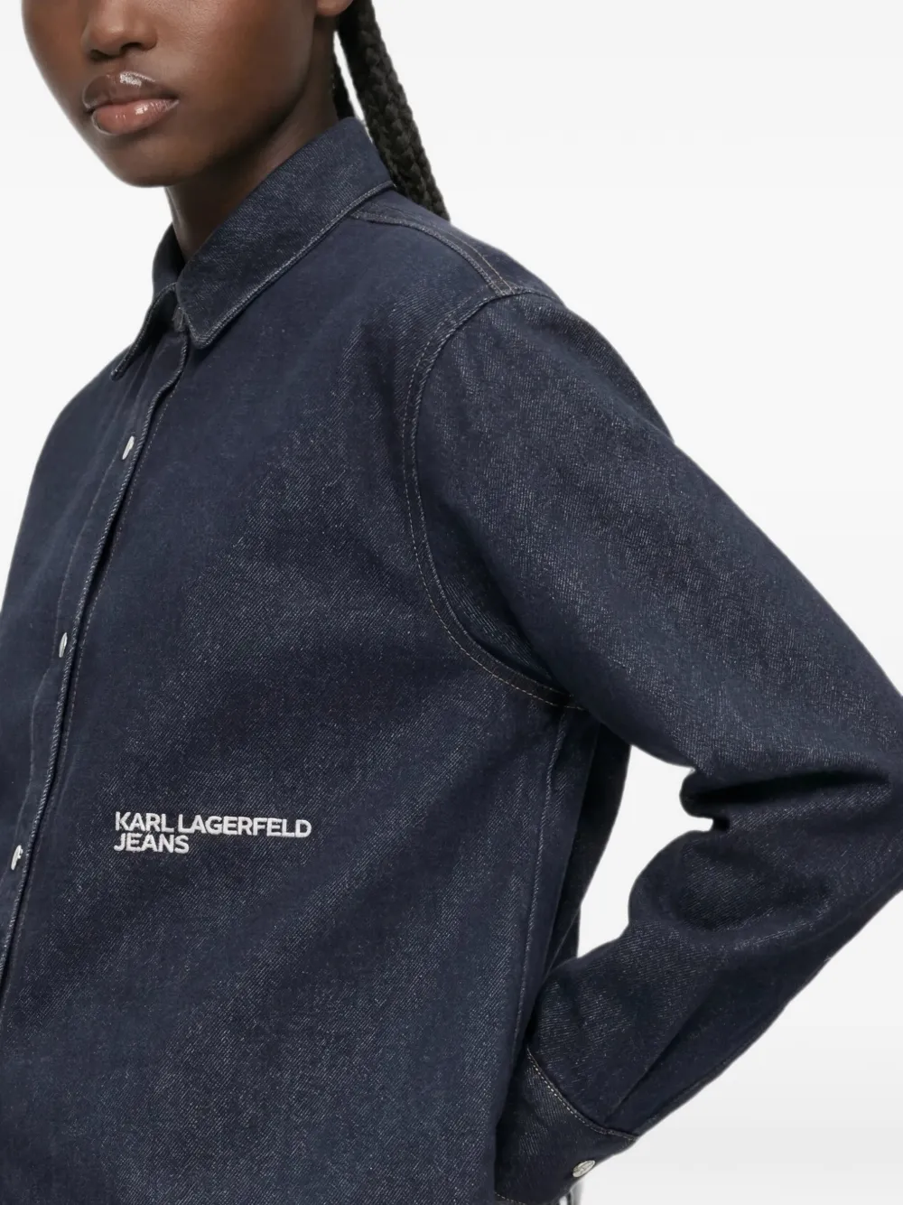 Karl Lagerfeld Jeans Boxy denim blouse met logo-detail Blauw