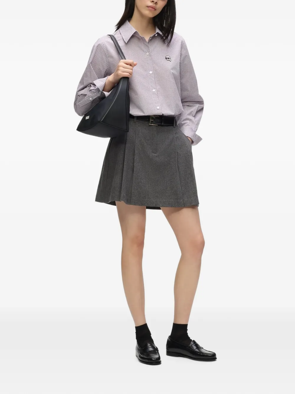Karl Lagerfeld Ikon geruit overhemd Beige