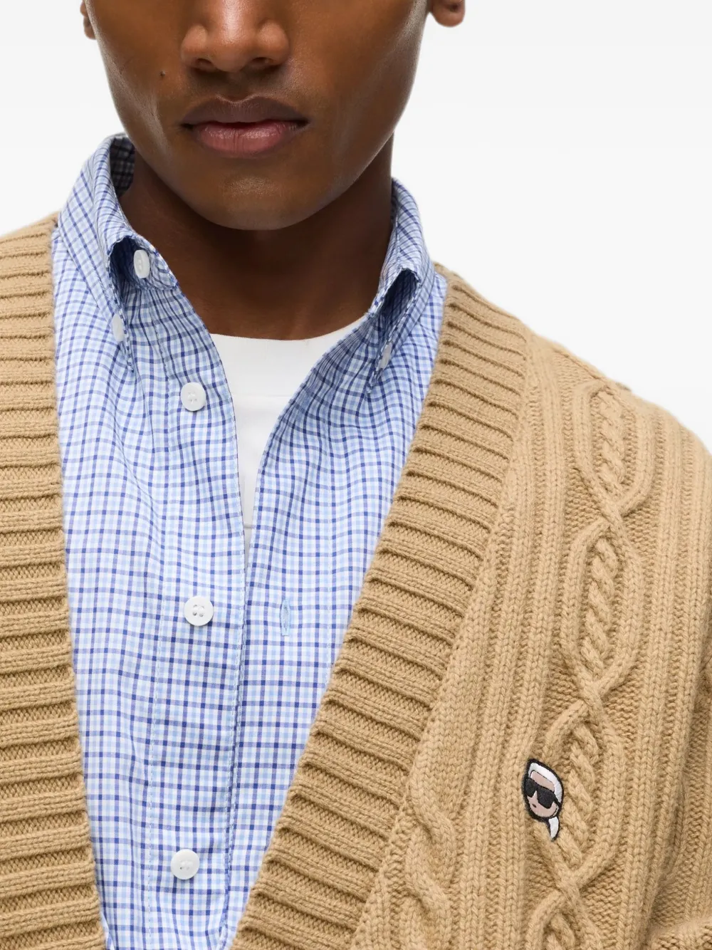 Karl Lagerfeld Ikon kabelgebreid vest Beige