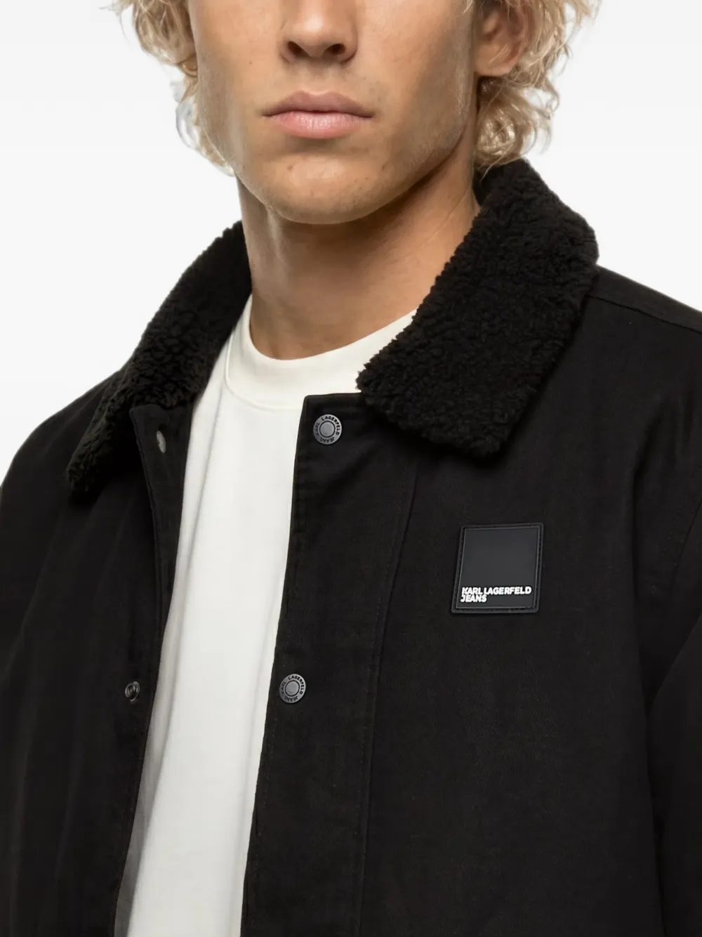 Karl Lagerfeld Jeans coated cotton jacket Zwart