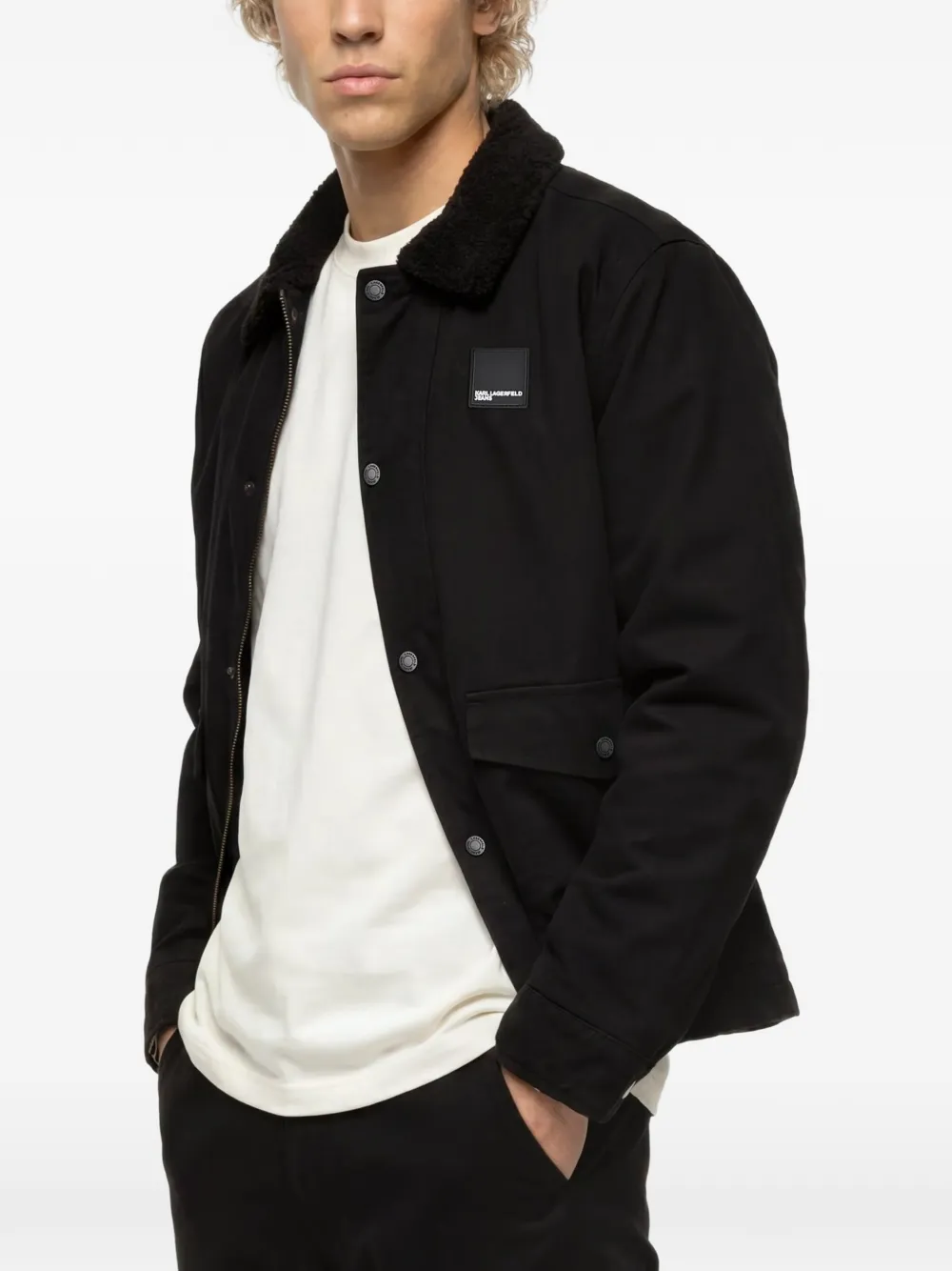 Karl Lagerfeld Jeans coated cotton jacket Zwart