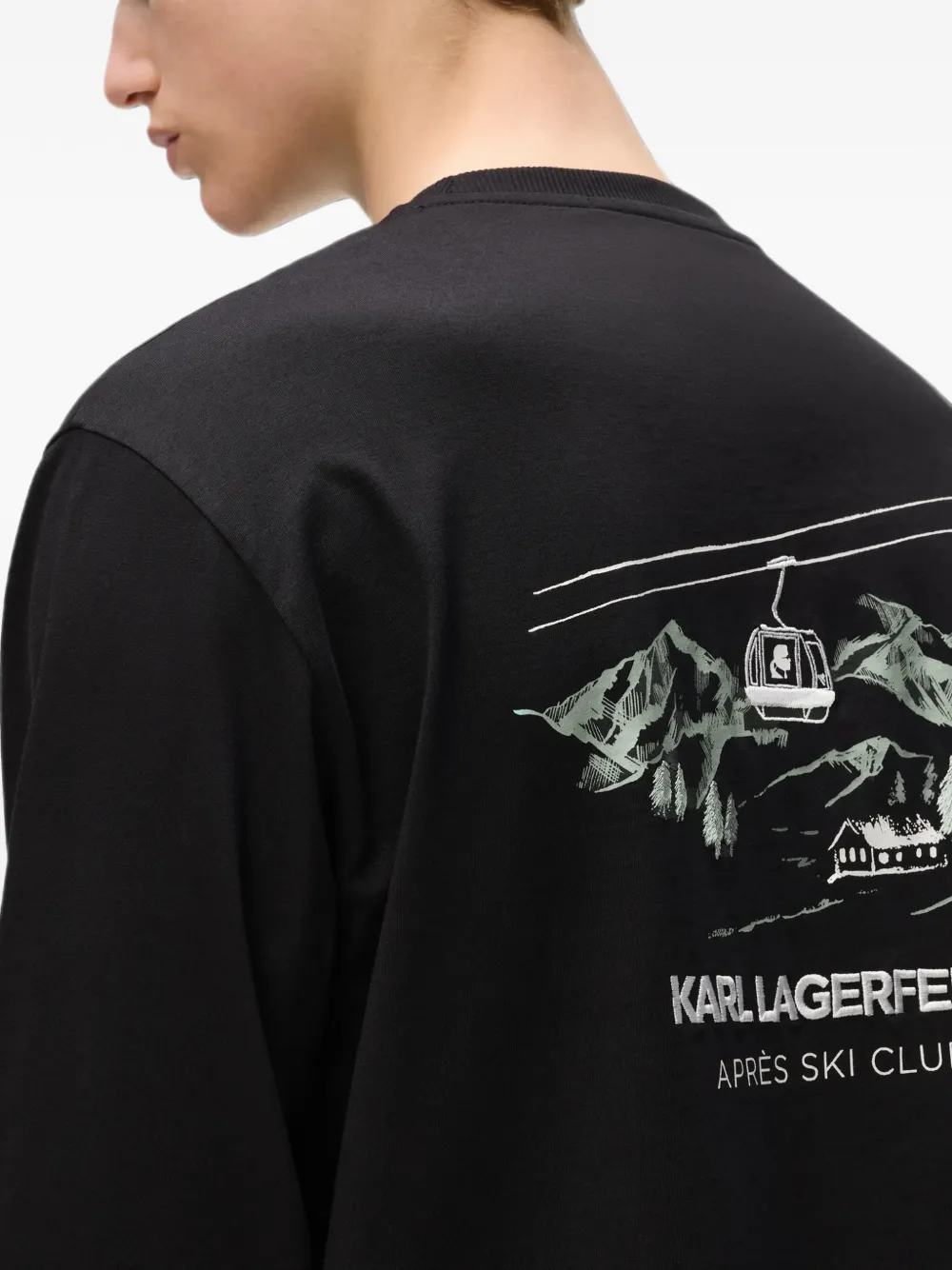 Karl Lagerfeld Après Ski Club T-shirt met lange mouwen Zwart