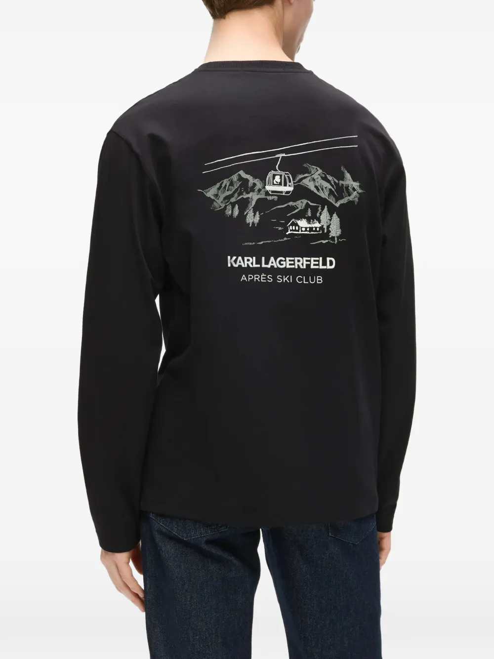 Karl Lagerfeld Après Ski Club T-shirt met lange mouwen Zwart