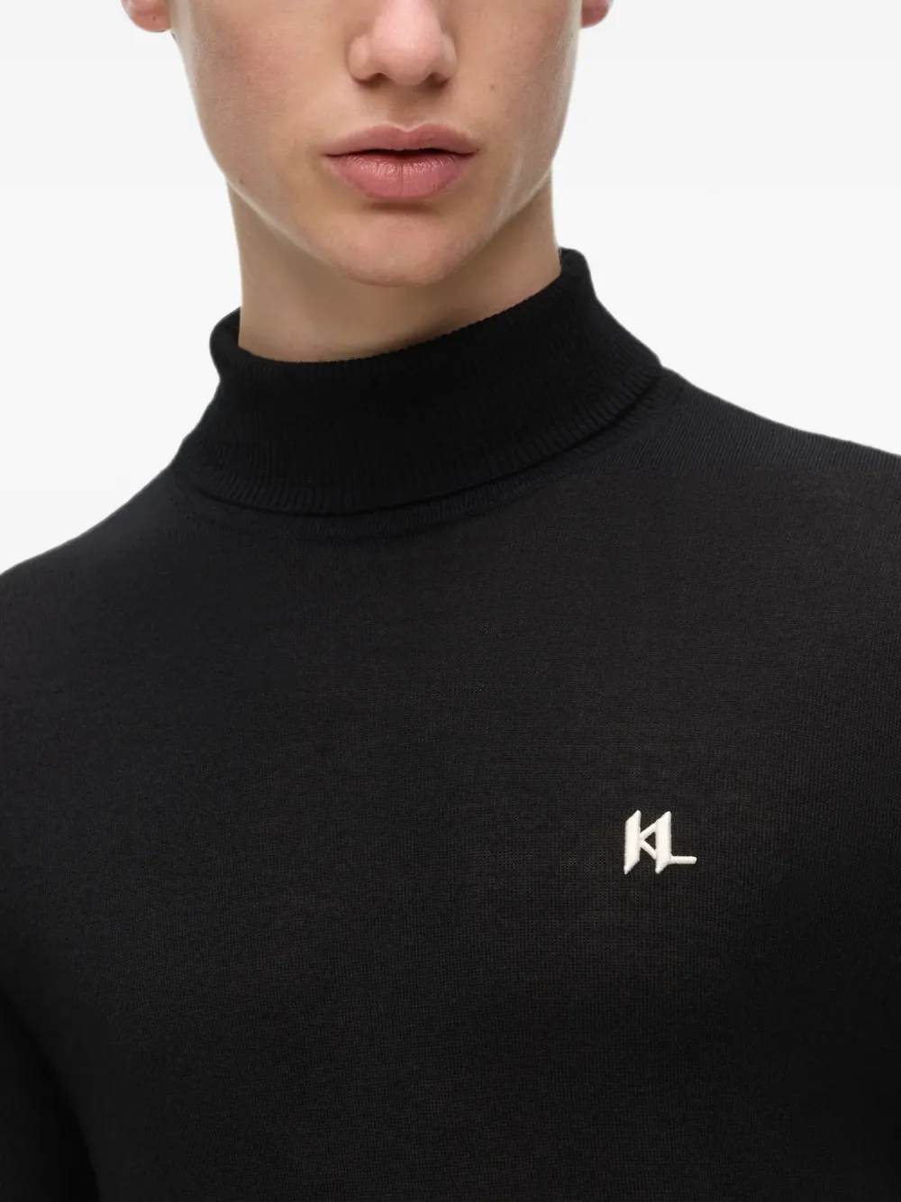 Karl Lagerfeld Wollen coltrui met monogram Zwart