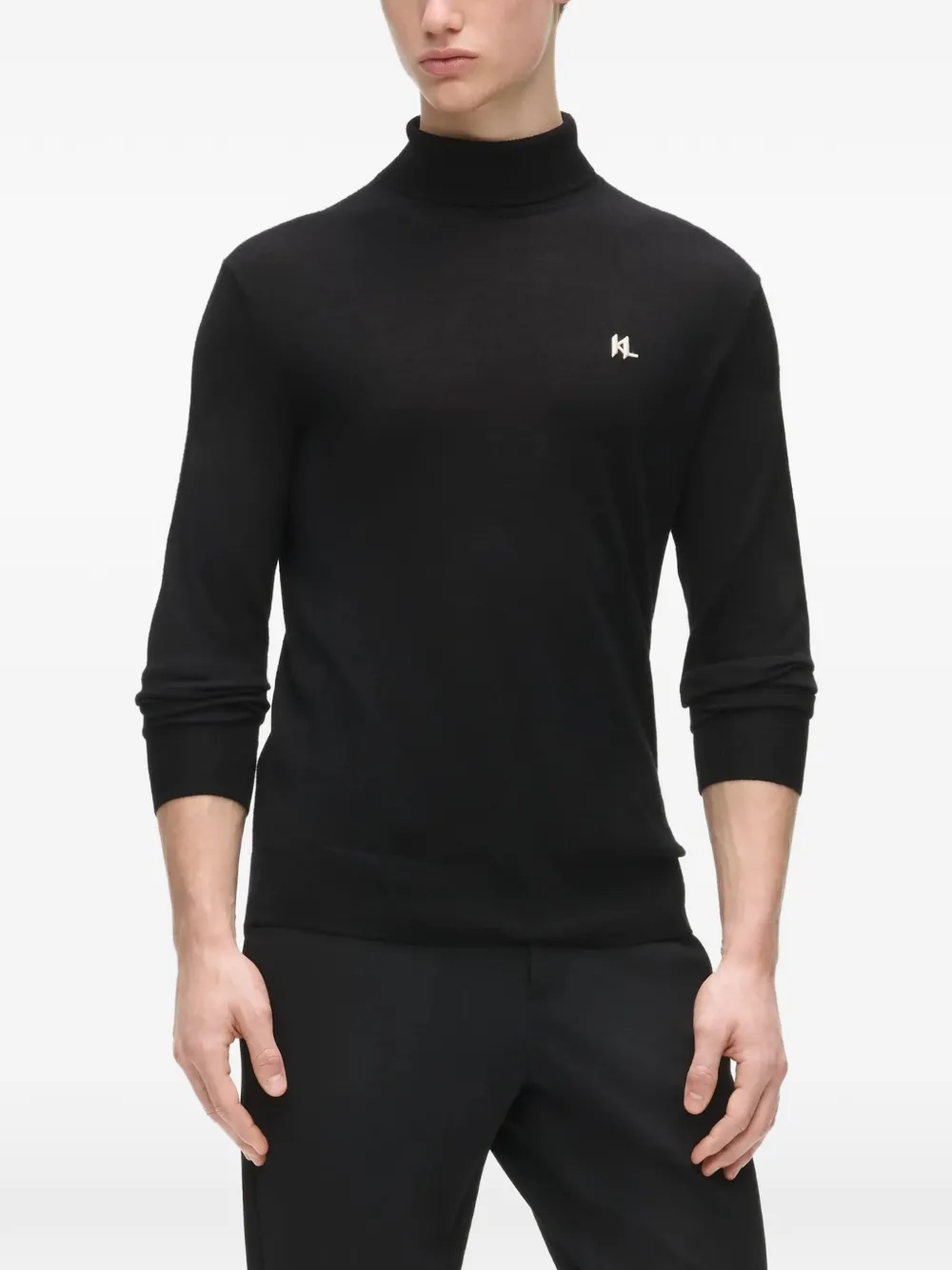 Karl Lagerfeld Wollen coltrui met monogram Zwart