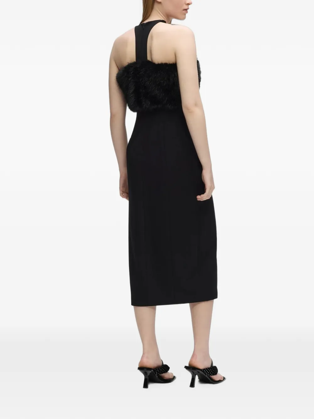 Karl Lagerfeld Jurk met afwerking van imitatiebont Zwart