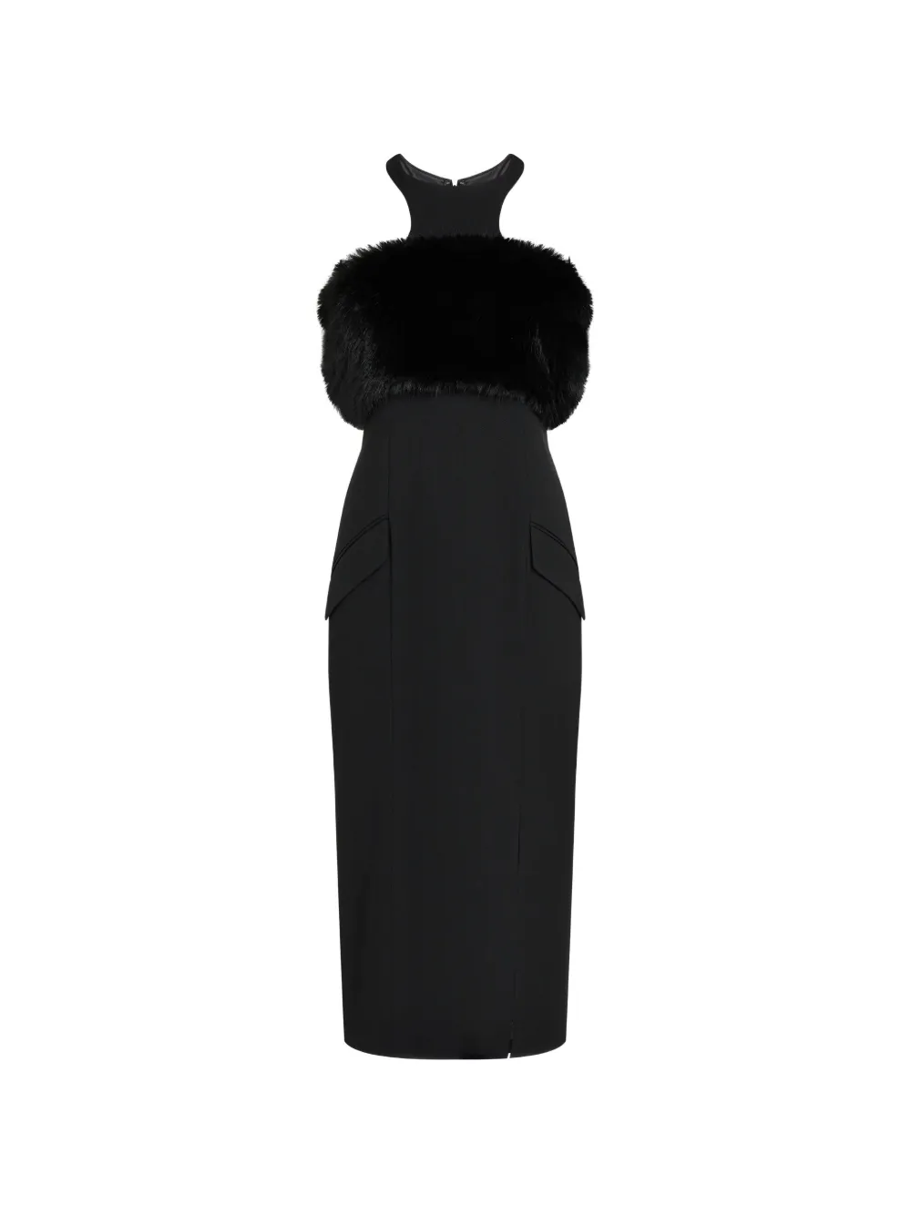 Karl Lagerfeld Kleid mit Faux Fur-Besatz - Schwarz