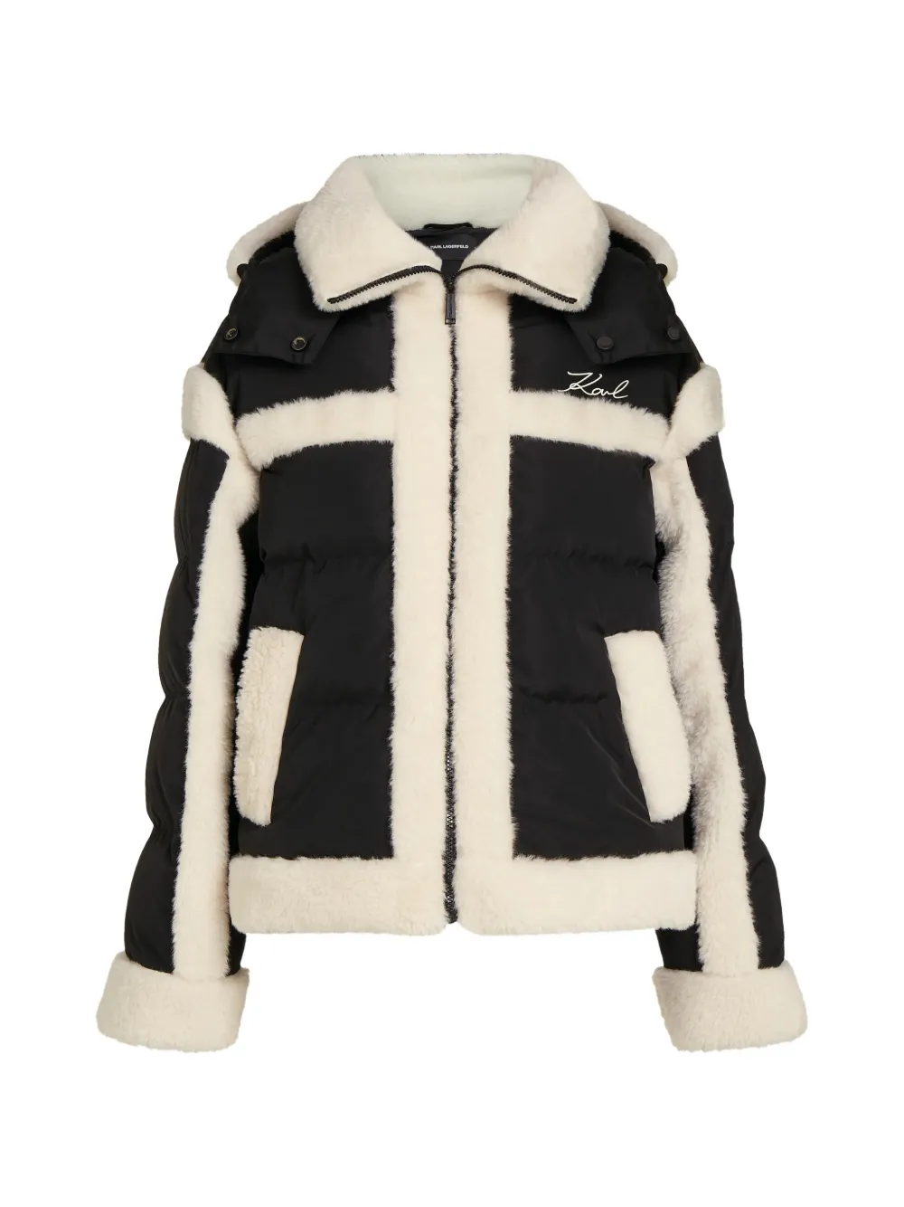 Karl Lagerfeld Gefütterte Faux-Shearling-Jacke - Schwarz