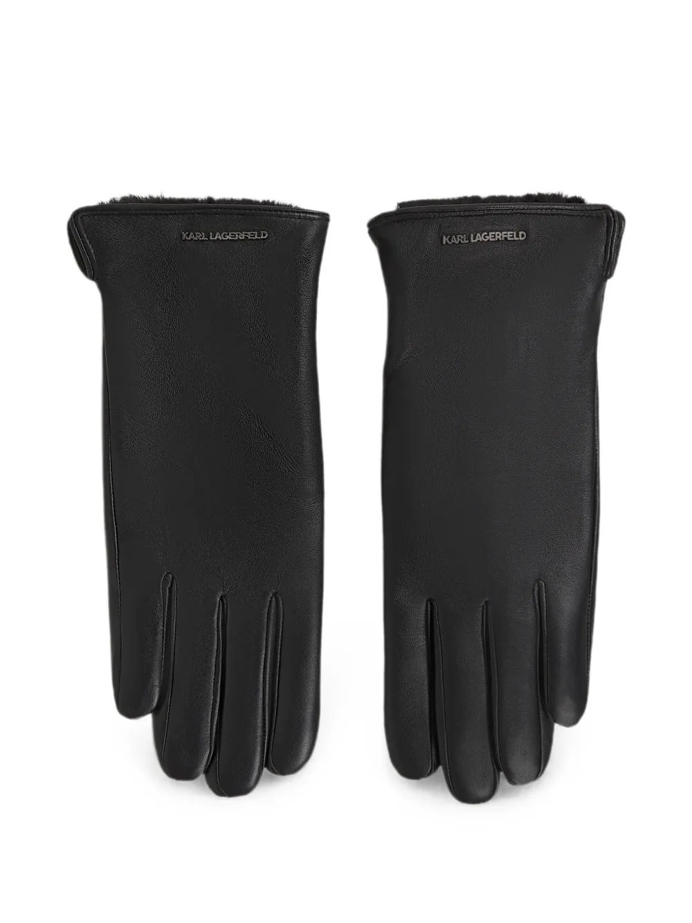 Karl Lagerfeld logo leather gloves - Nero