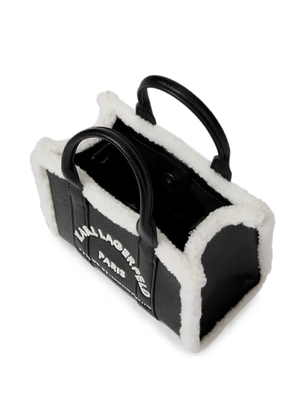 Karl Lagerfeld Rue St-Guillaume vierkante mini-shopper met lammy Zwart