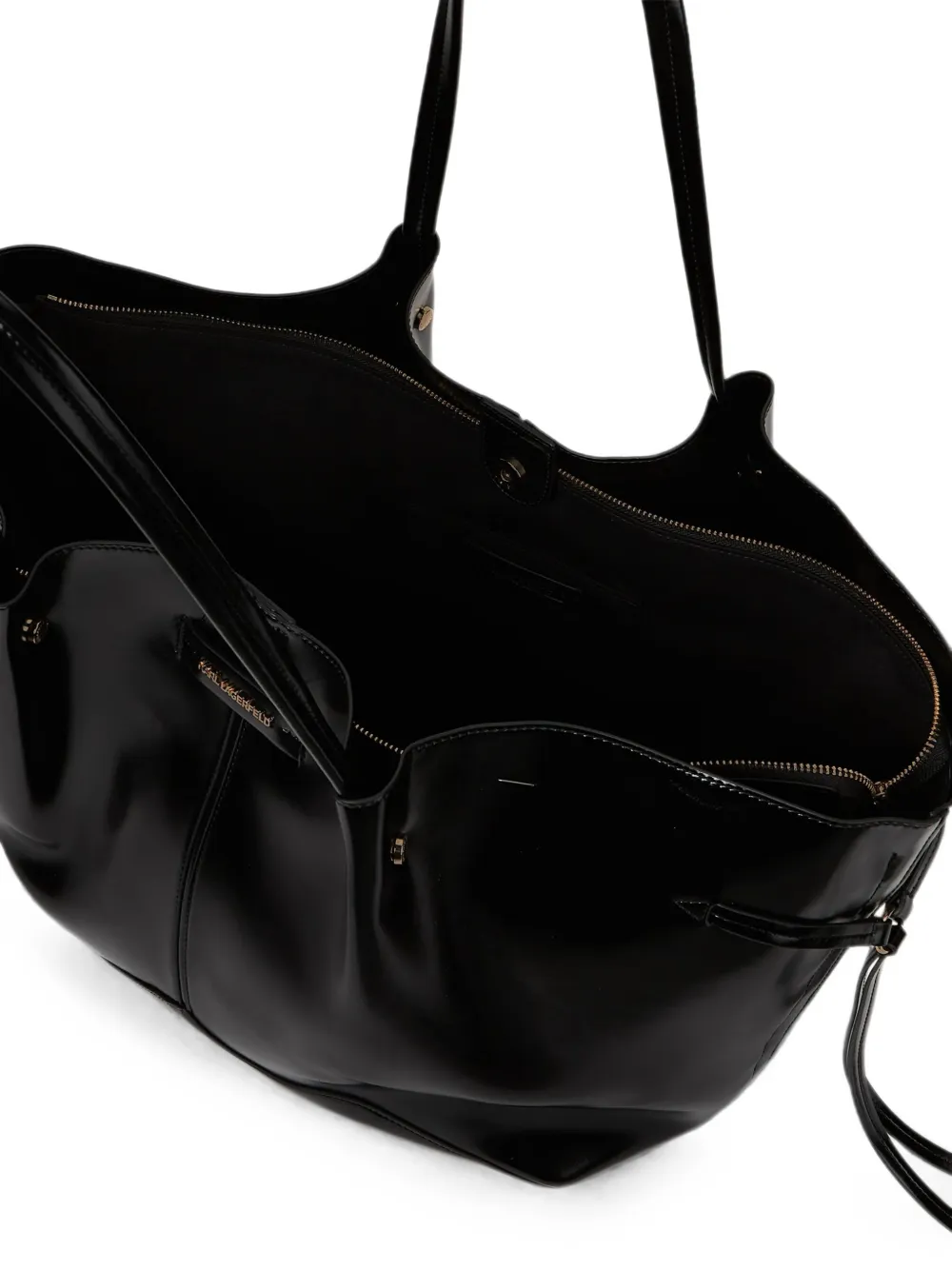 Karl Lagerfeld Grote K Pierced glanzende shopper Zwart