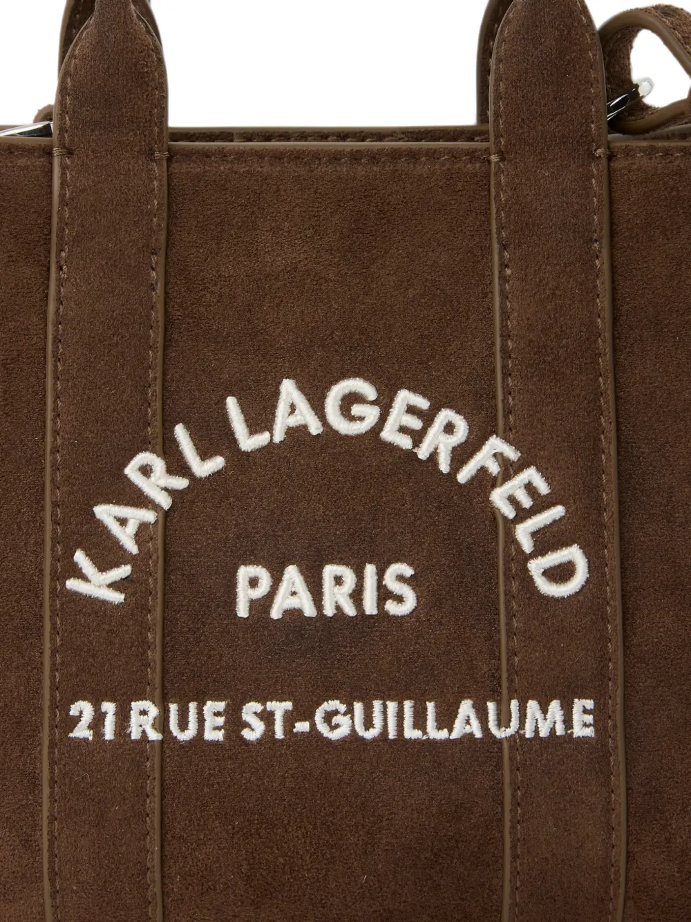 Karl Lagerfeld mini Rue St-Guillaume suede square tote Bruin