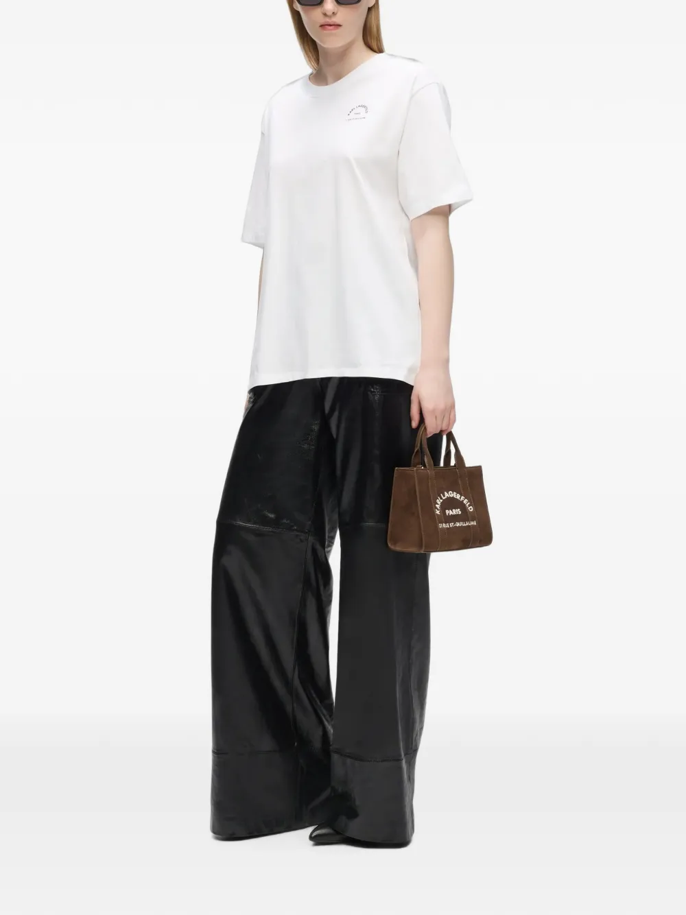 Karl Lagerfeld mini Rue St-Guillaume suede square tote Bruin