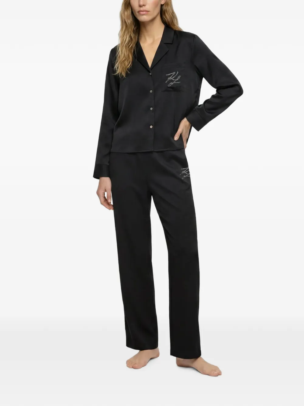 Karl Lagerfeld Autograph pyjama met stras Zwart