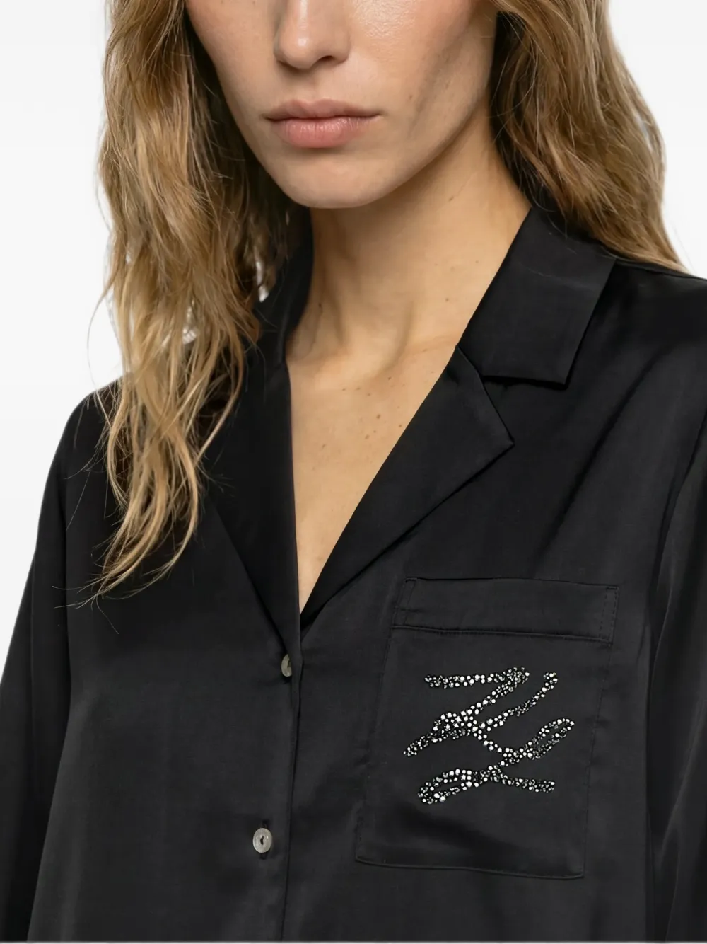 Karl Lagerfeld Autograph pyjama met stras Zwart