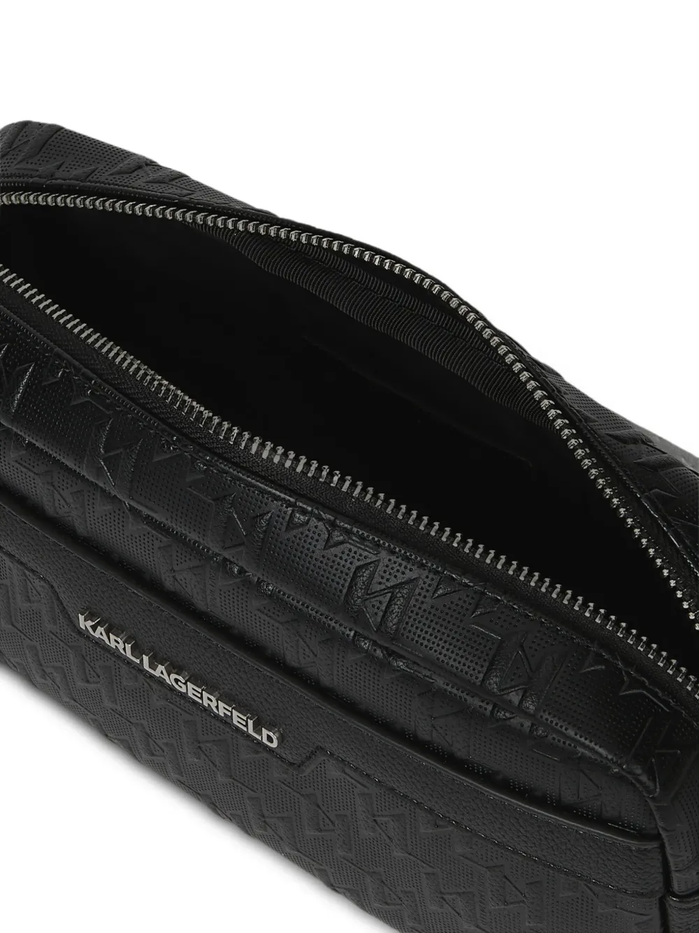 Karl Lagerfeld Crossbodytas met geperforeerde details en monogram Zwart