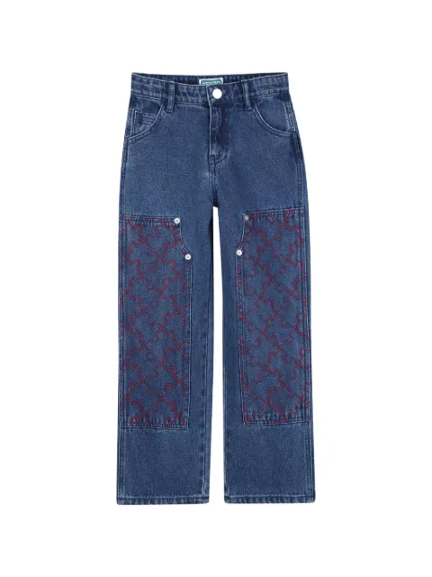 Kenzo Kids puzzle-embroidered panelled jeans