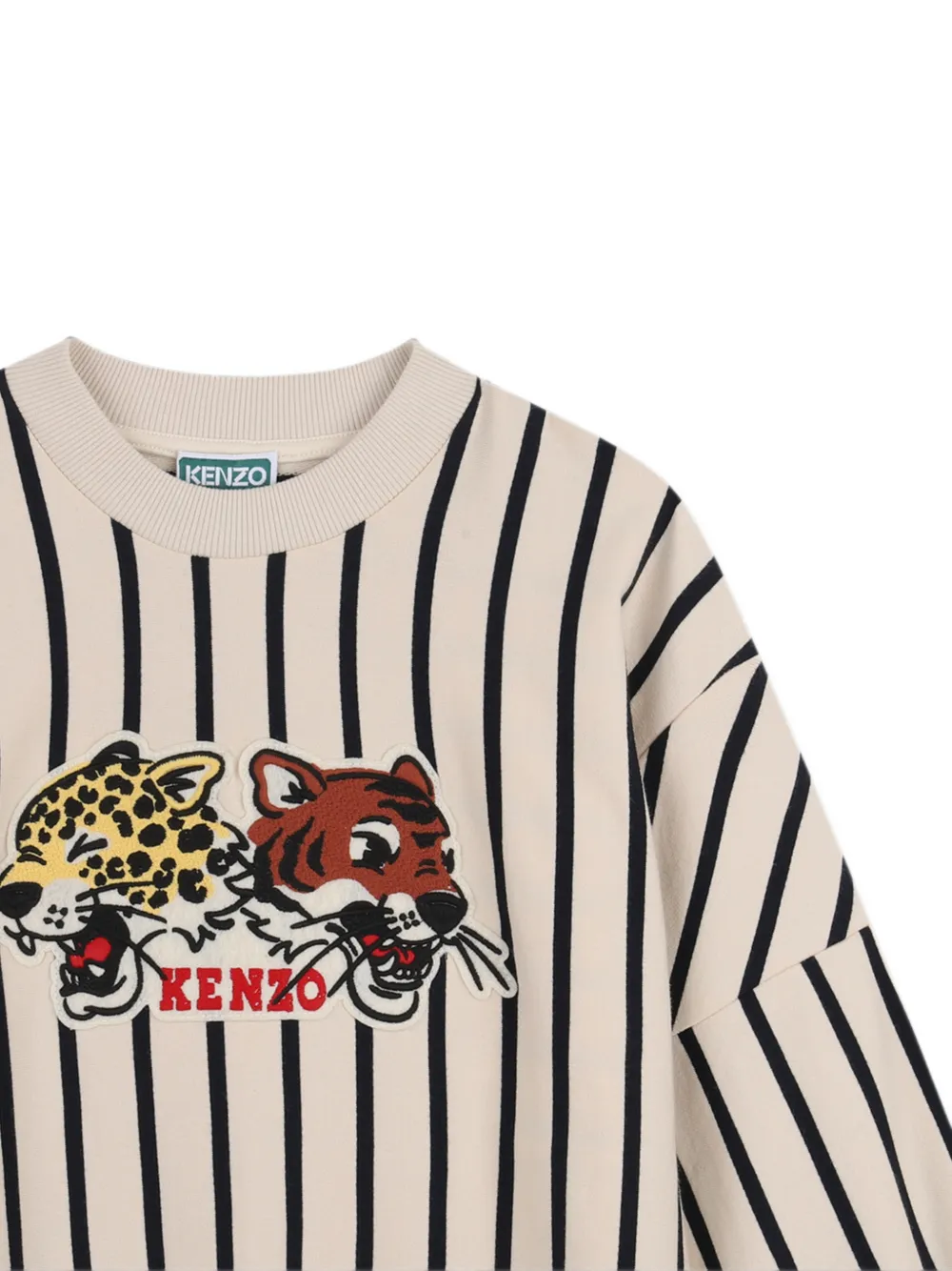 Kenzo Kids Gestreepte trui met grafische print Beige