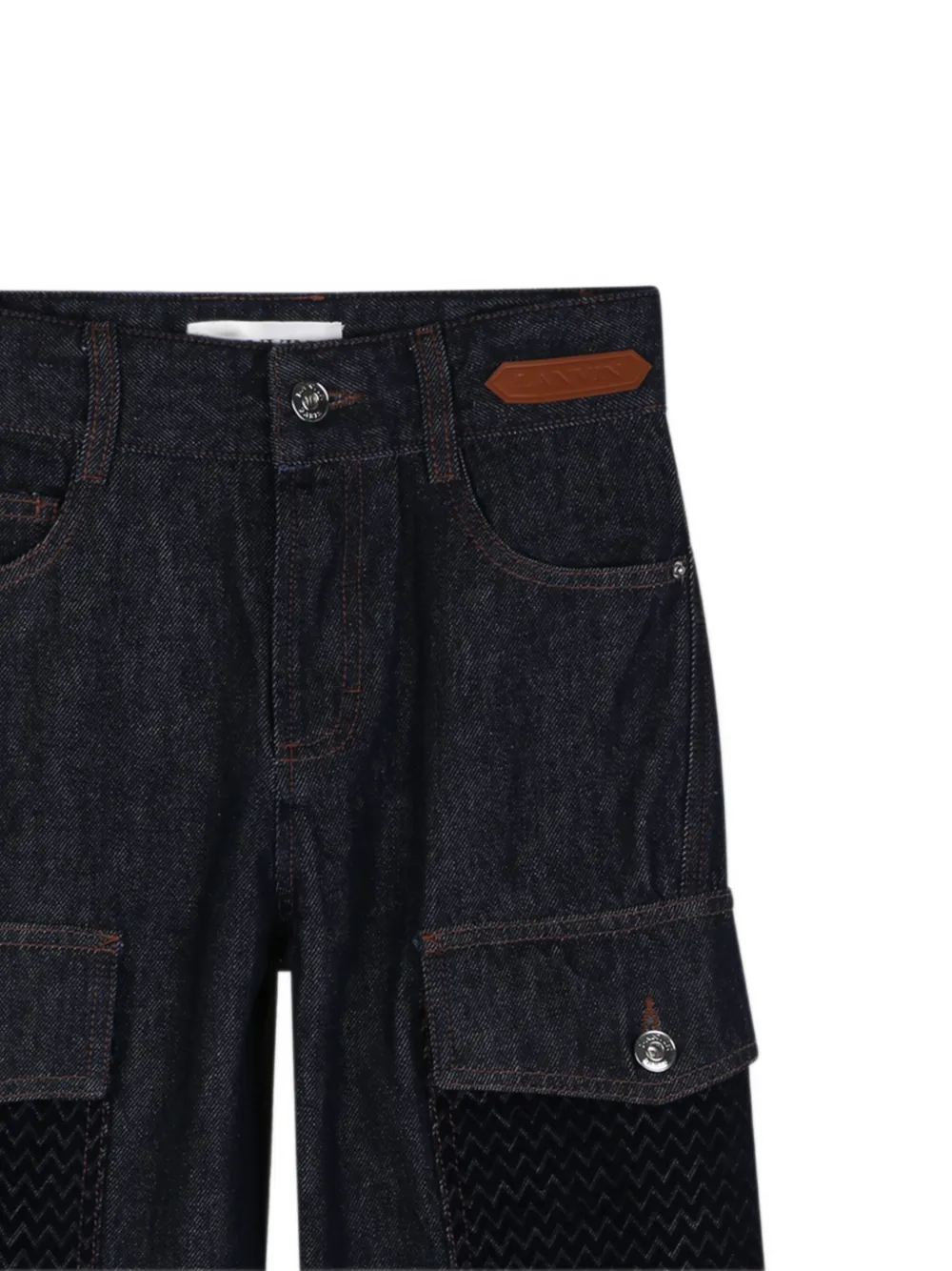 Lanvin Enfant Jeans met chevron detail Blauw