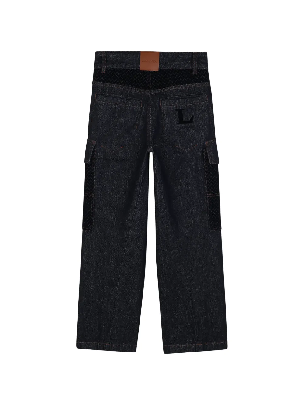 Lanvin Enfant Jeans met chevron detail Blauw
