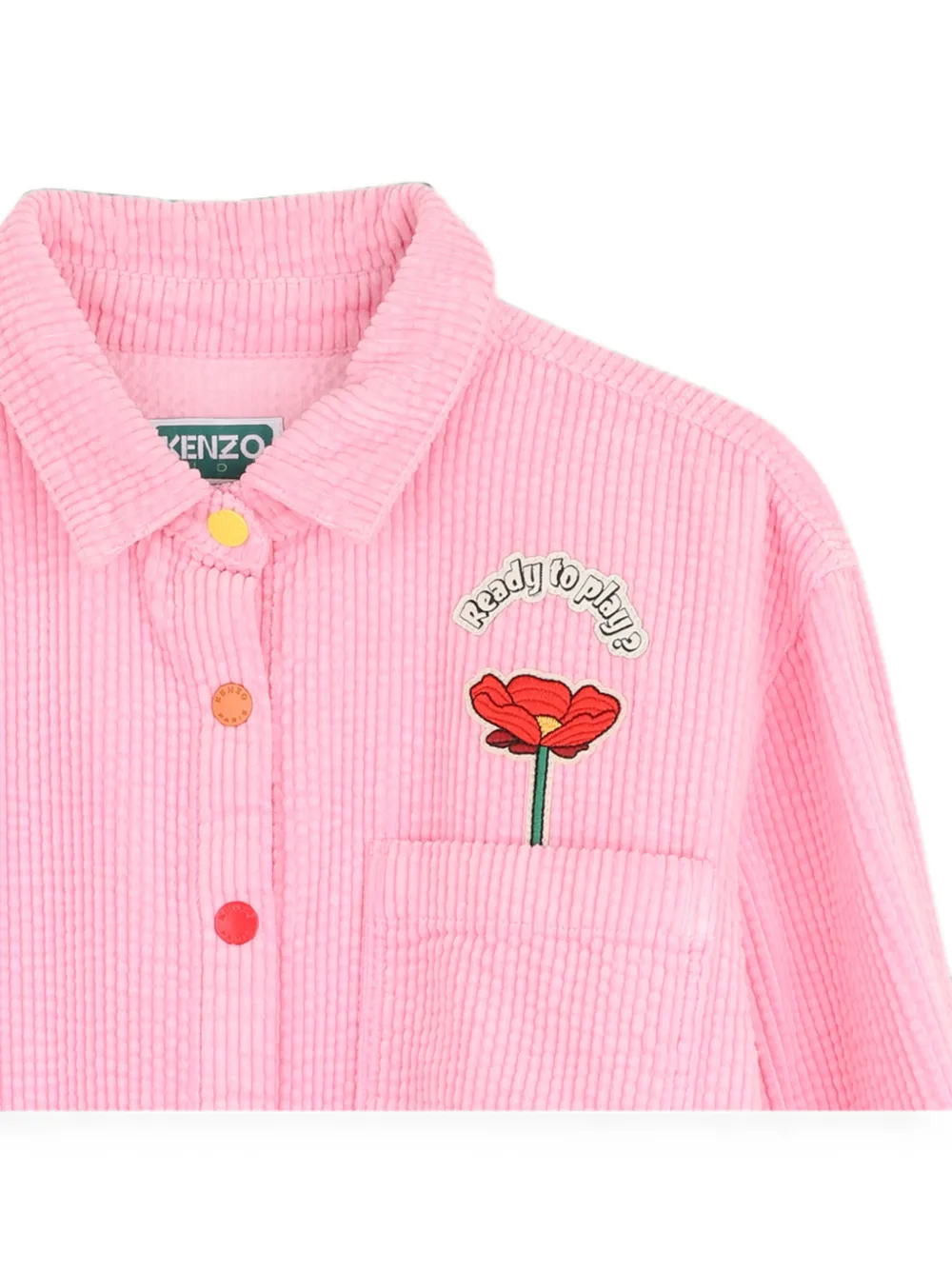 Kenzo Kids Ribfluwelen shirt met patch-detail Roze